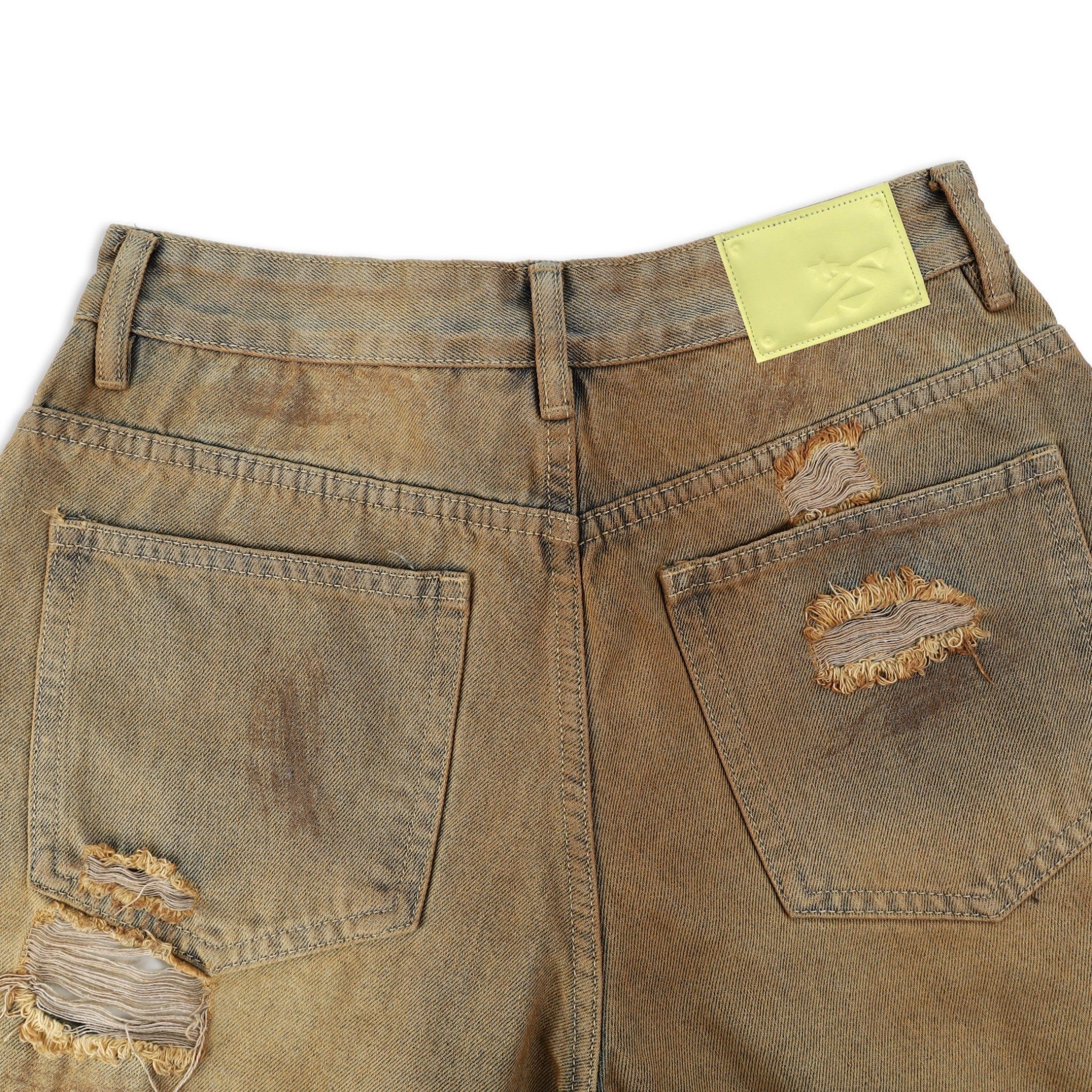 SWE INTERCUT DENIM SHORTS - DUSTED BROWN