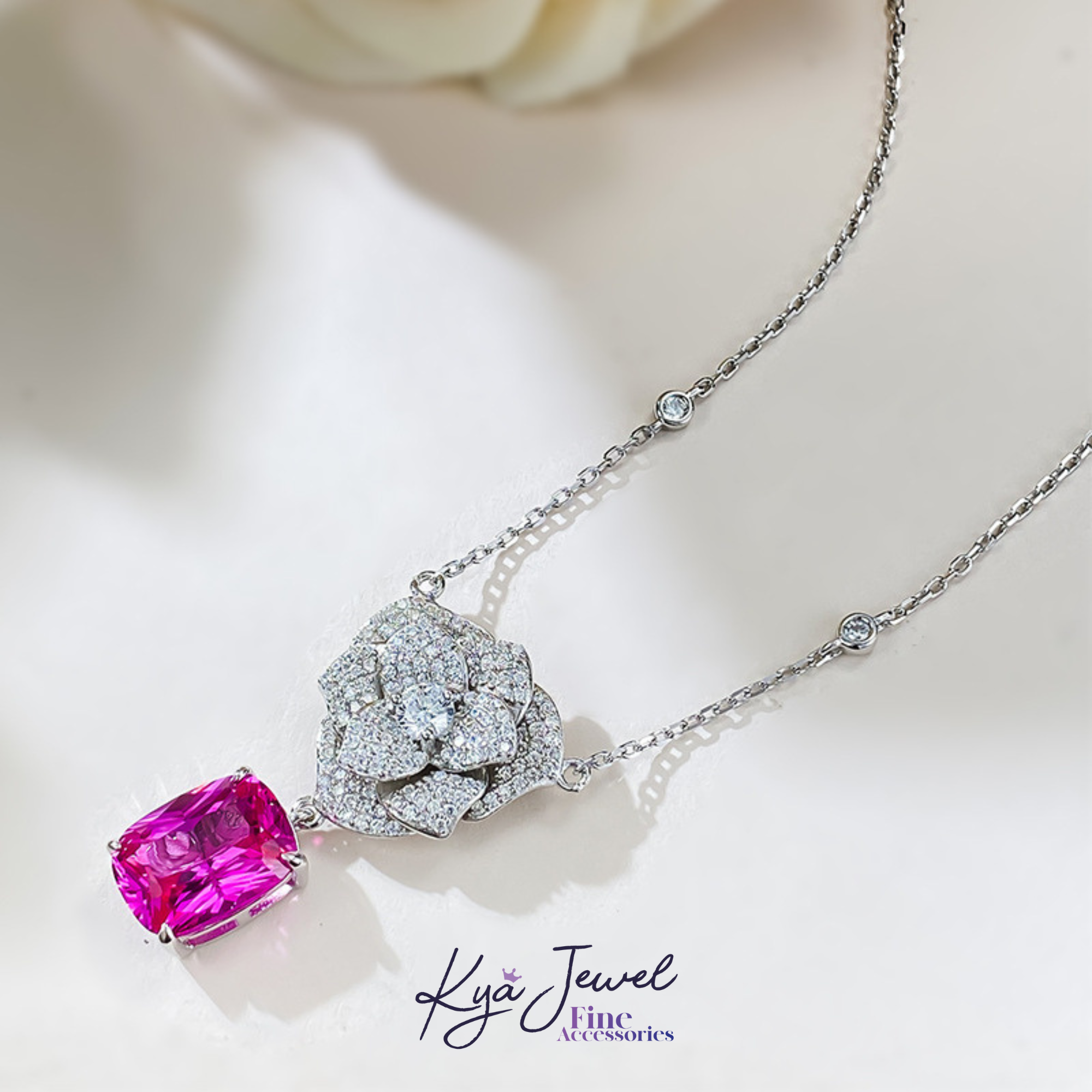 Dây chuyền nữ bạc Ý Charming Camellia