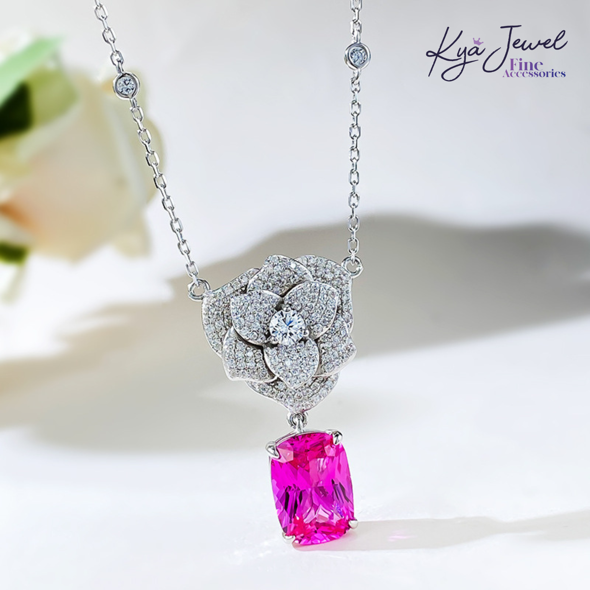 Dây chuyền nữ bạc Ý Charming Camellia