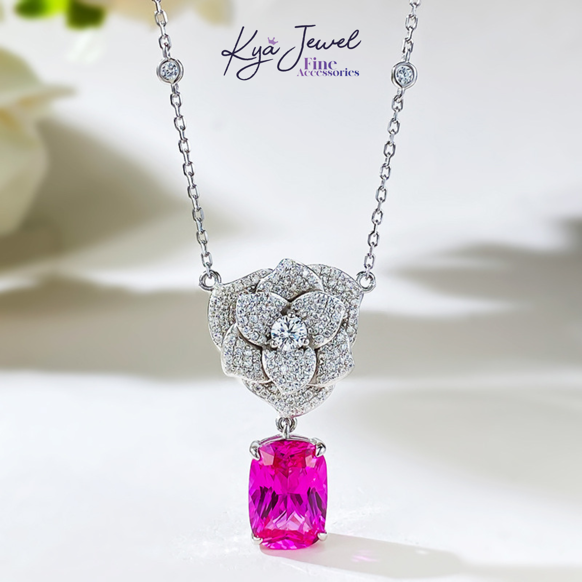 Dây chuyền nữ bạc Ý Charming Camellia