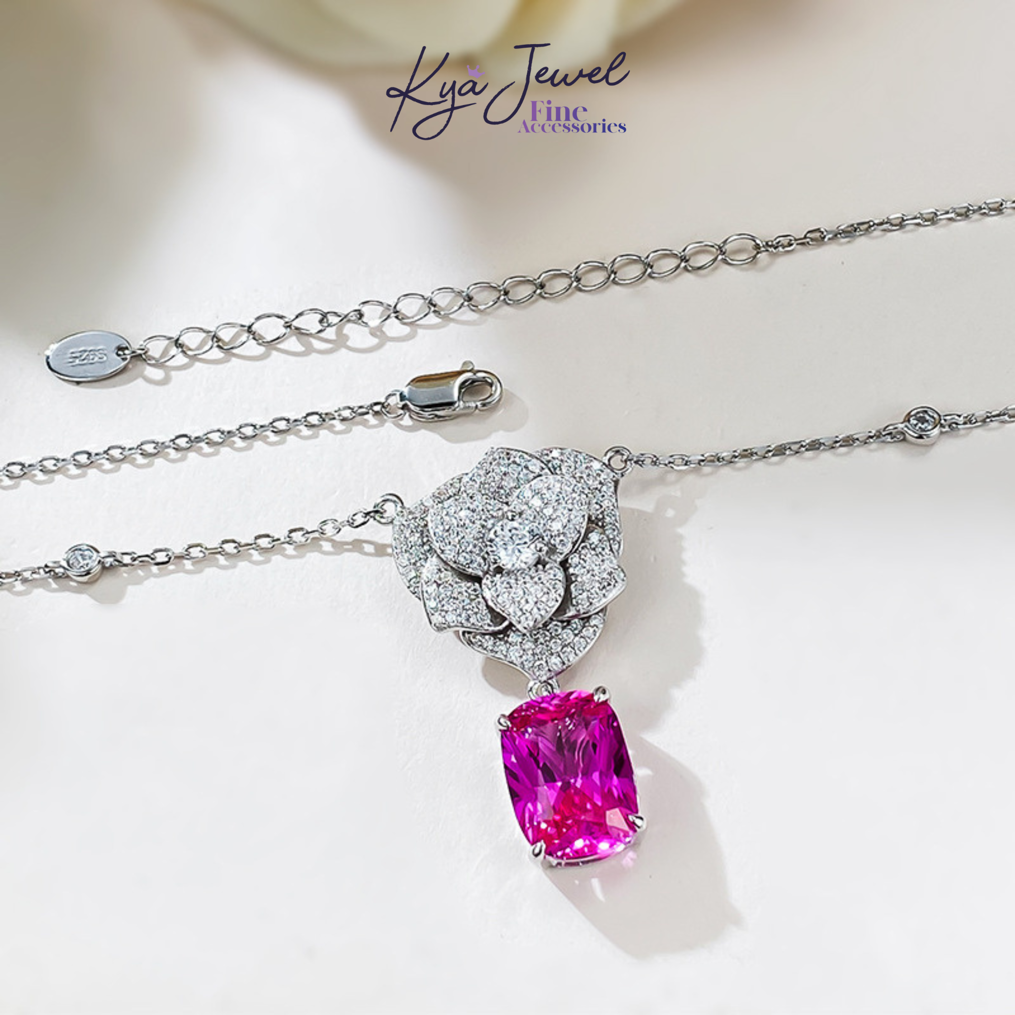 Dây chuyền nữ bạc Ý Charming Camellia