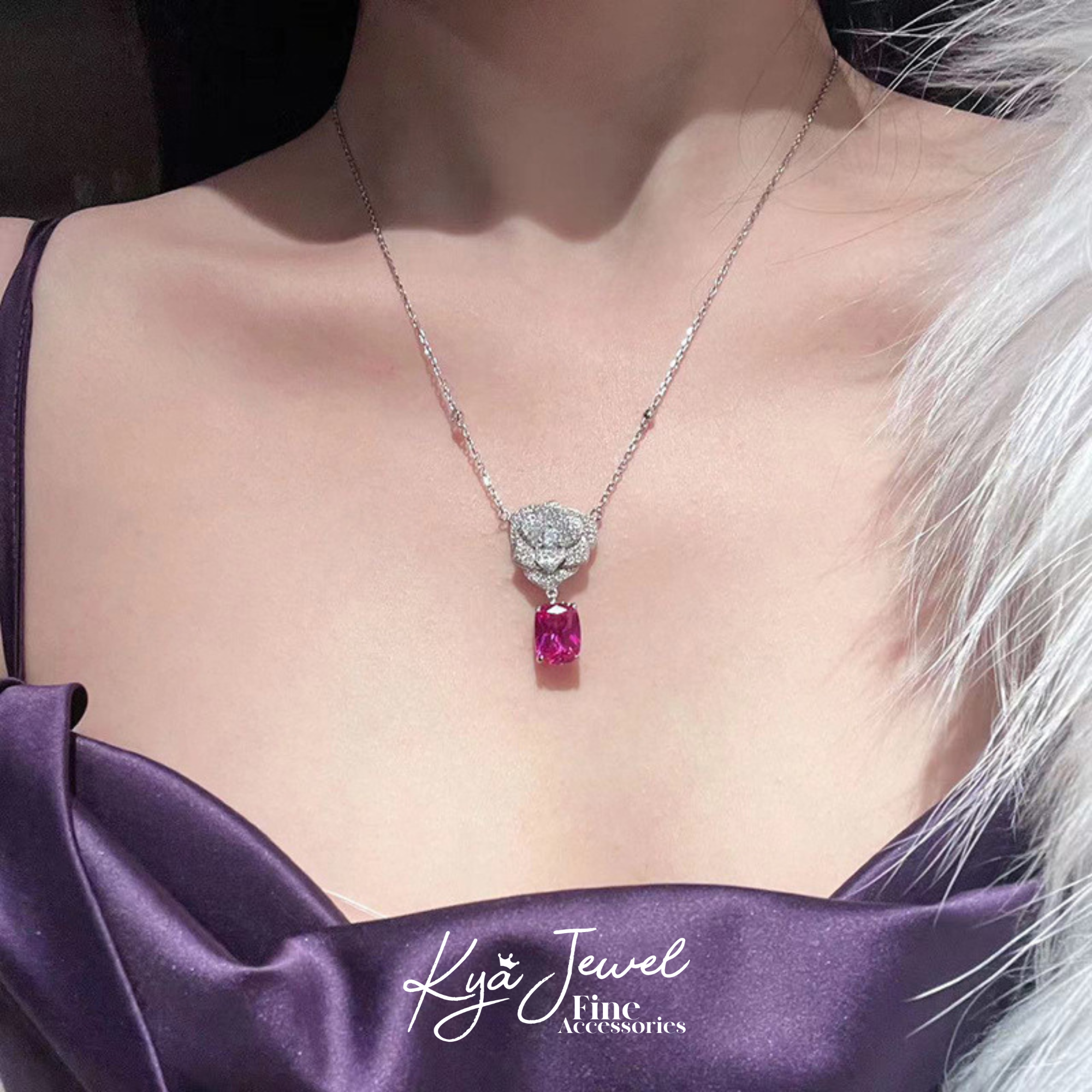 Dây chuyền nữ bạc Ý Charming Camellia