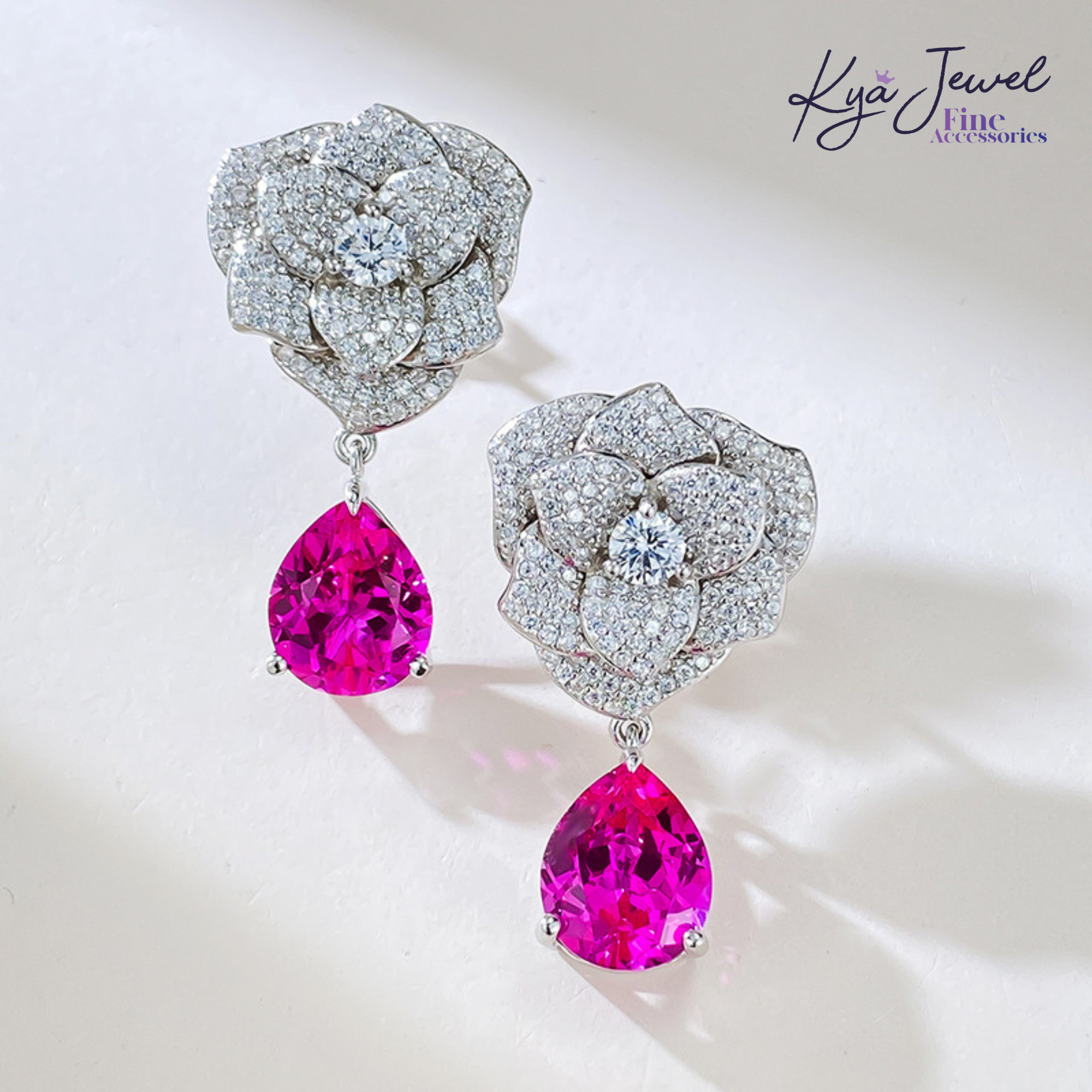 Khuyên tai nữ bạc Ý Charming Camellia