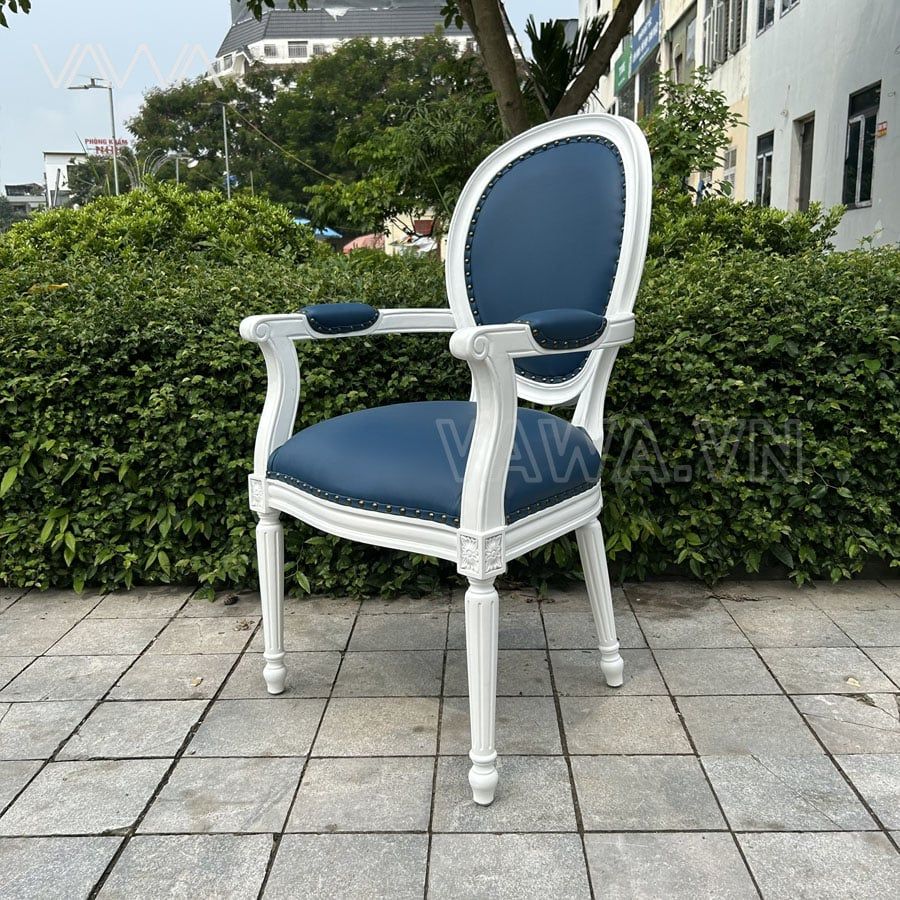 Ghế ăn Tân Cổ Điển Louis lưng tròn có tay