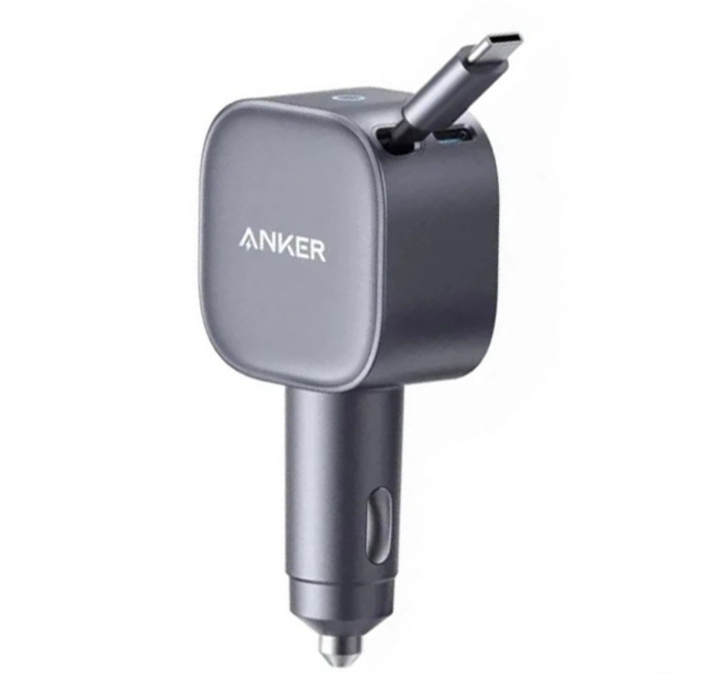 Tẩu sạc ô tô Anker Nano 1C 75W (Built-In Retractable USB-C Cable) Xám A2738