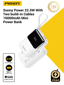 Sạc dự phòng PISEN QUICK POWERLink Sunny 22.5W 10000mAh( C & L) model TP-D096 (GLB)