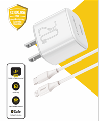 Sạc PISEN QUICK- Mr White Tiny USB-C 20W (Lightning) CL1000 model TS-C165 (Lightning/GLB)
