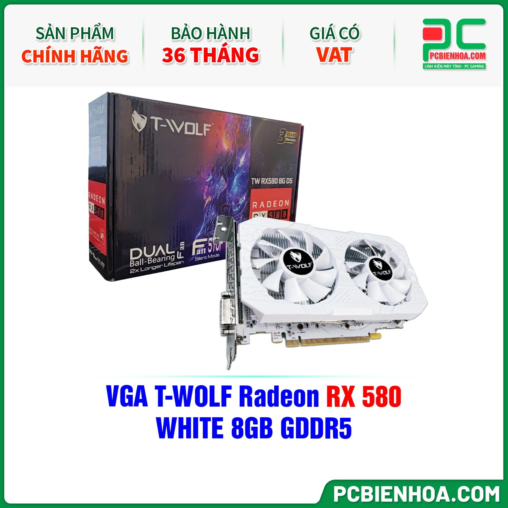 VGA T-WOLF Radeon RX 580 WHITE 8GB GDDR5