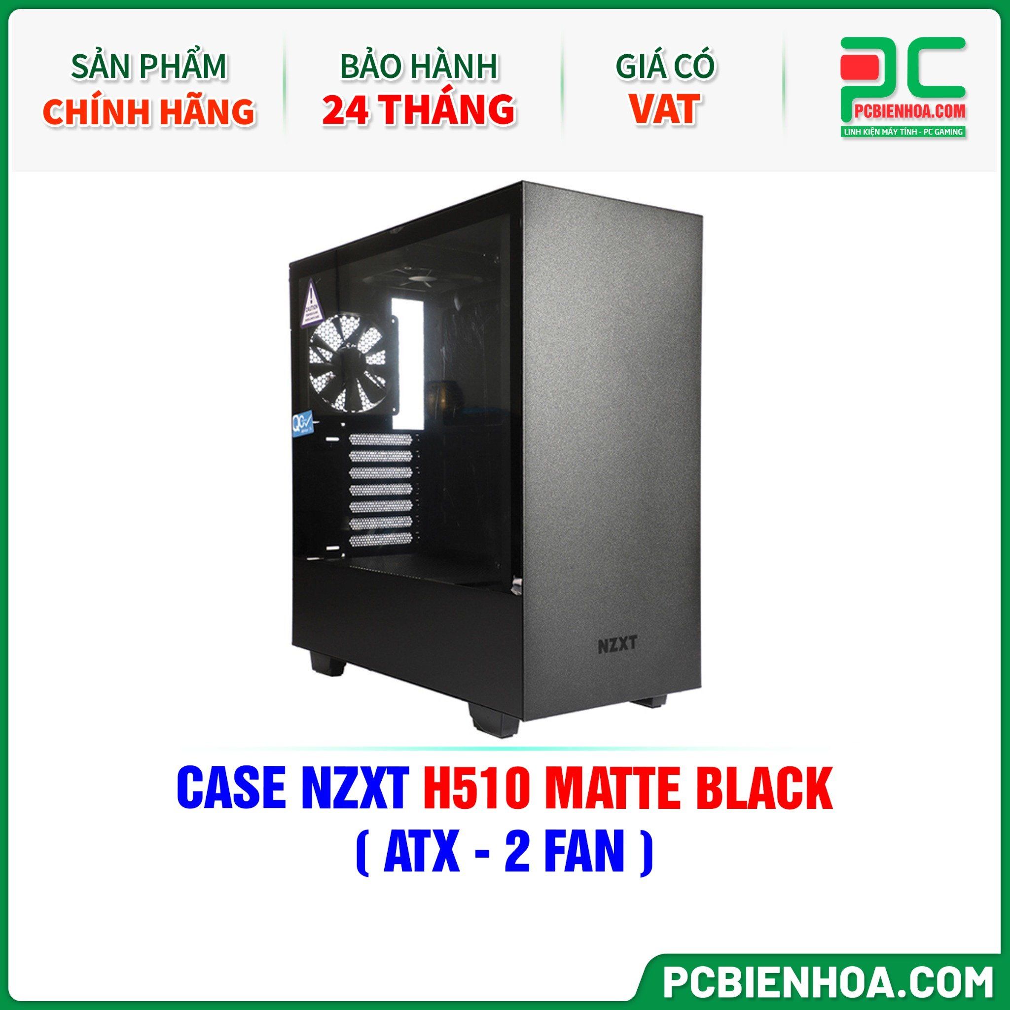 CASE NZXT H510 MATTE BLACK ( ATX - 2 FAN )