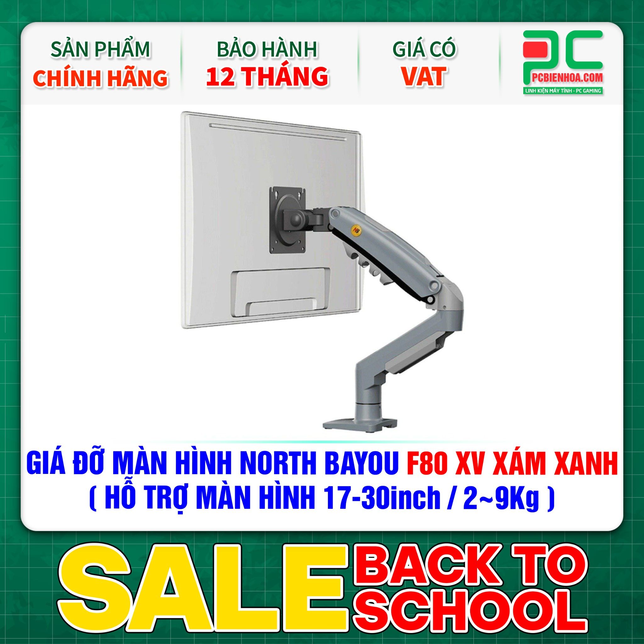 GIÁ ĐỠ MÀN HÌNH ( ARM ) NORTH BAYOU F80 XV XÁM XANH ( HỖ TRỢ MÀN HÌNH 17-30inch / 2~9Kg )