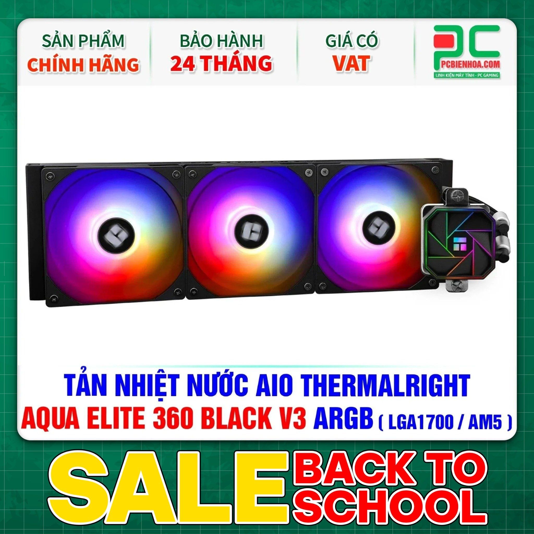 TẢN NHIỆT NƯỚC AIO THERMALRIGHT AQUA ELITE 360 BLACK V3 ARGB ( HỖ TRỢ SOCKET LGA1700 / AM5 )