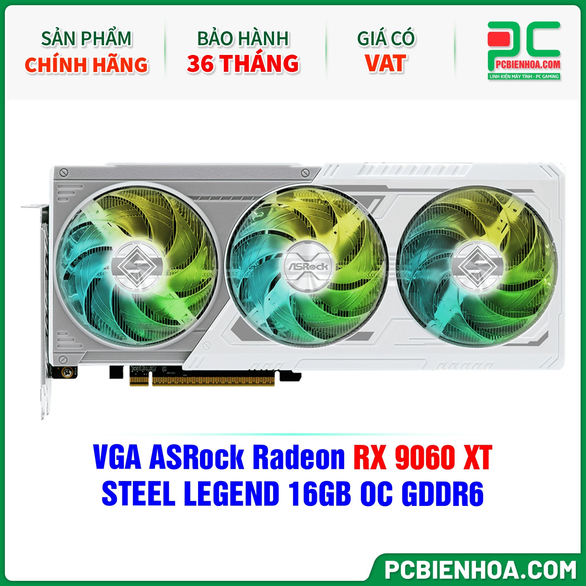 VGA ASRock Radeon RX 9060 XT STEEL LEGEND 16GB OC GDDR6 (RX9060XT SL 16GO)