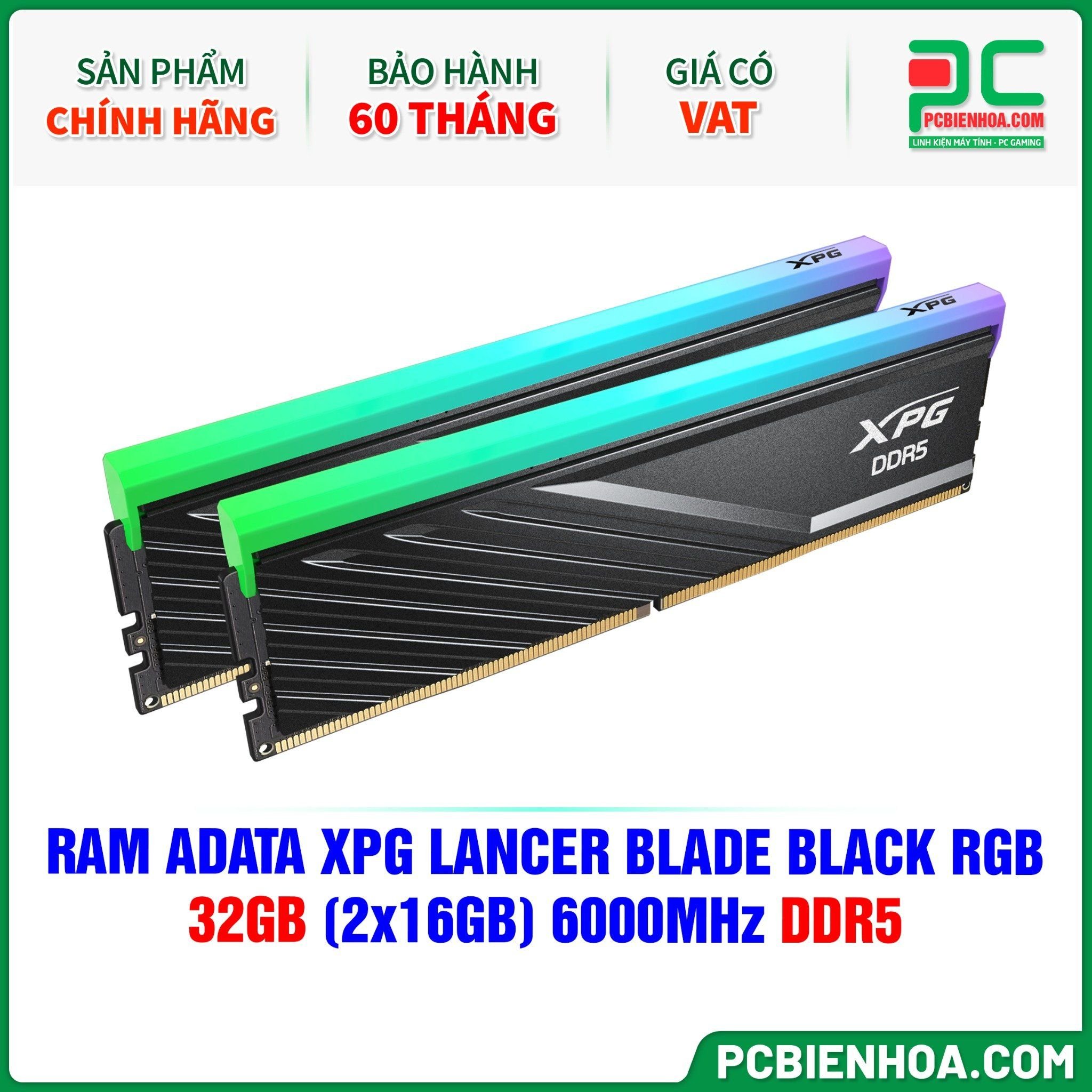 RAM ADATA XPG LANCER BLADE BLACK RGB - 32GB (2x16GB) 6000MHz DDR5