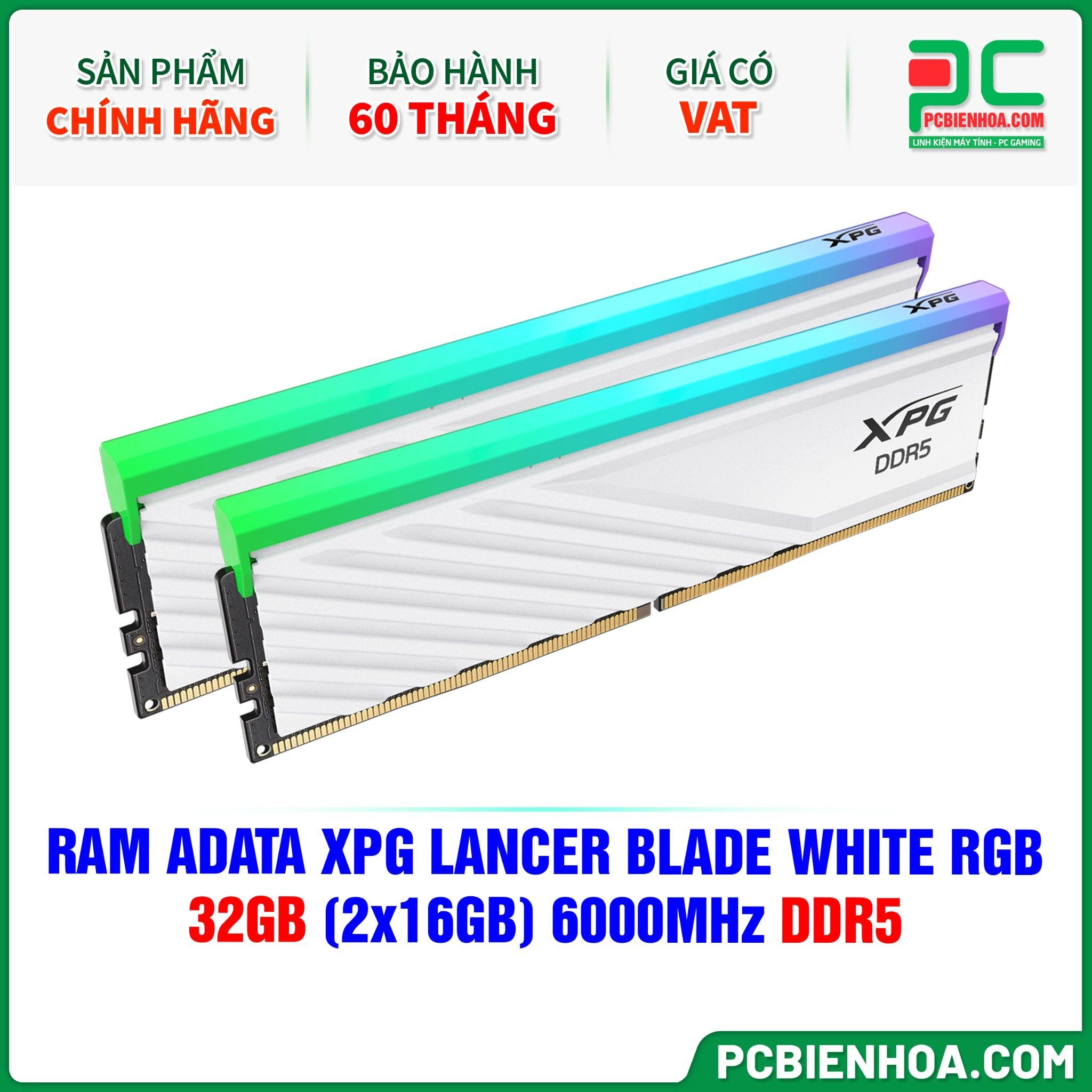 RAM ADATA XPG LANCER BLADE WHITE RGB - 32GB (2x16GB) 6000MHz DDR5