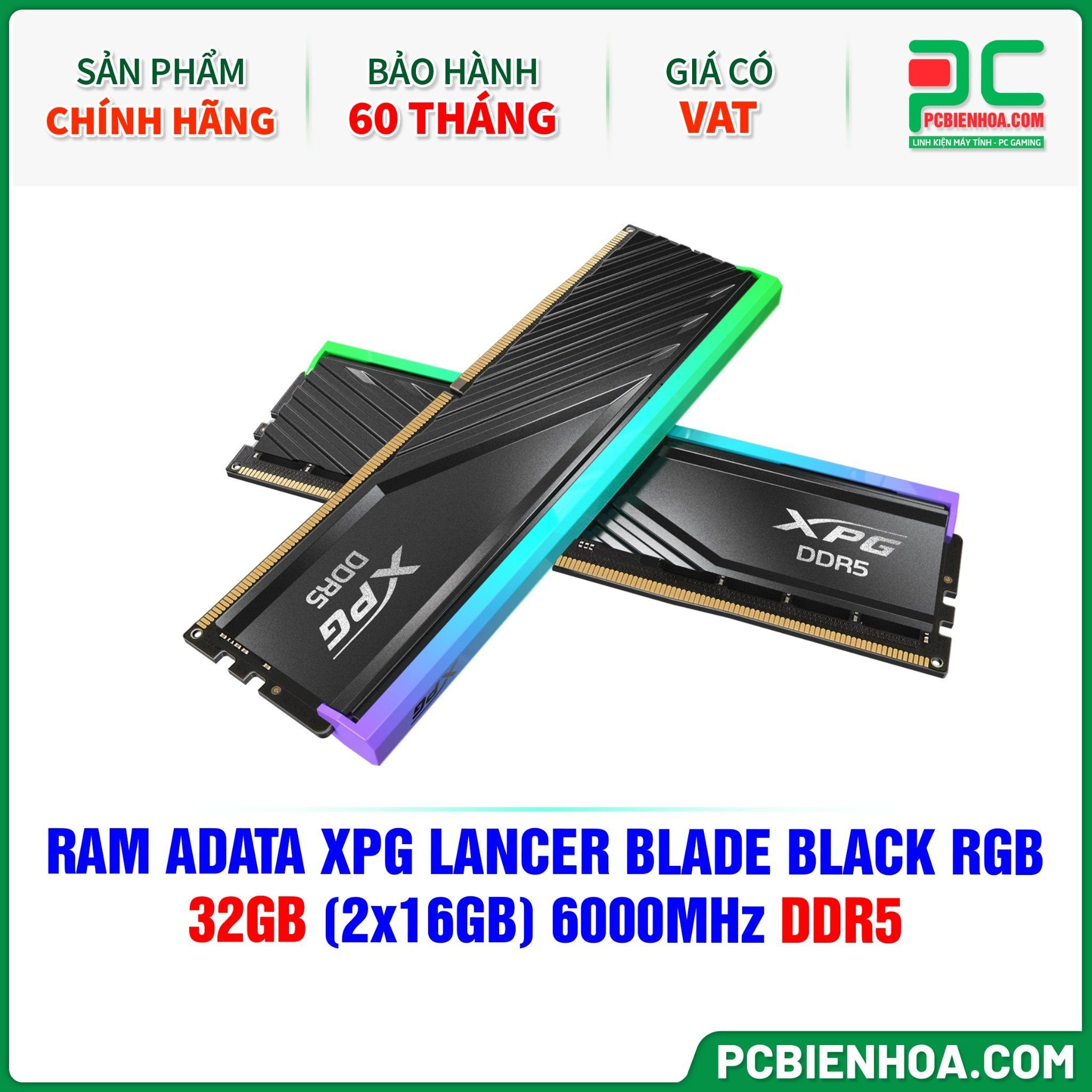 RAM ADATA XPG LANCER BLADE BLACK RGB - 32GB (2x16GB) 6000MHz DDR5
