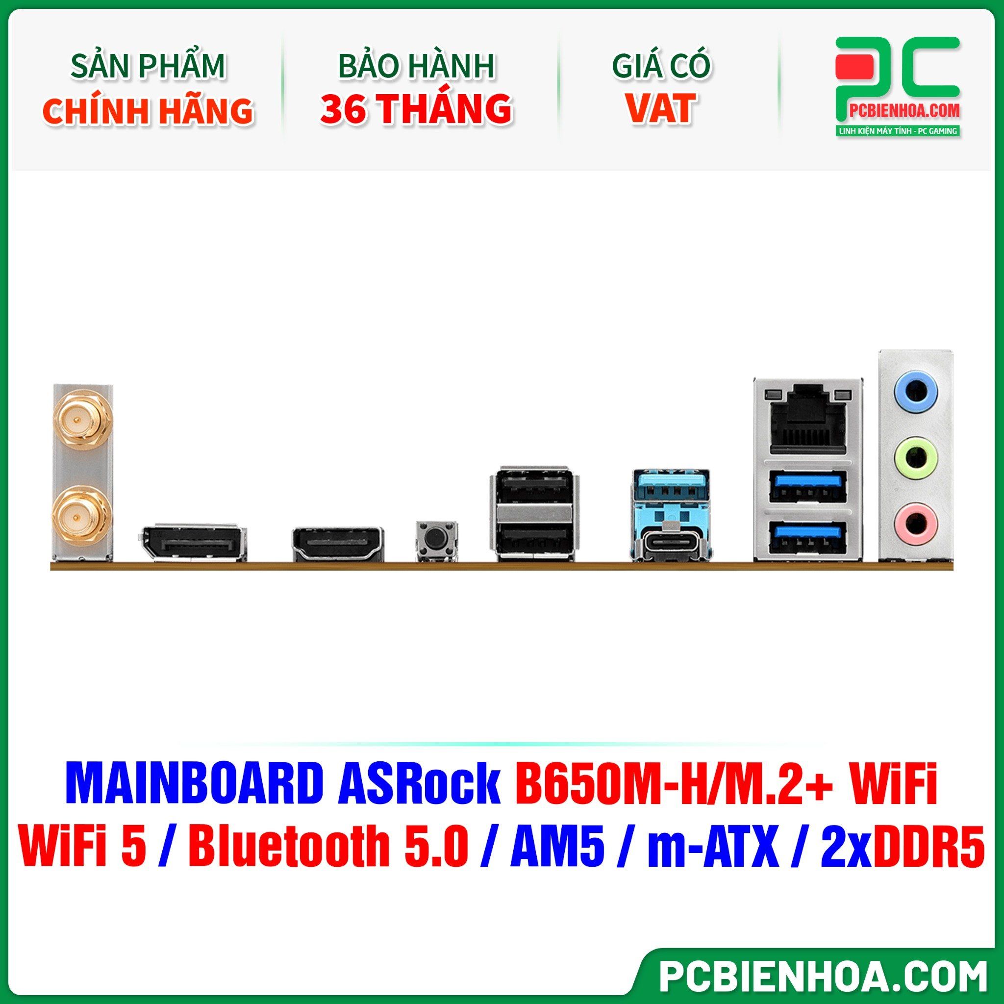 DDR5 - MAINBOARD ASRock B650M-H/M.2+ WiFi ( WiFi 5 / Bluetooth 5.0 / AM5 / m-ATX / 2xDDR5 )