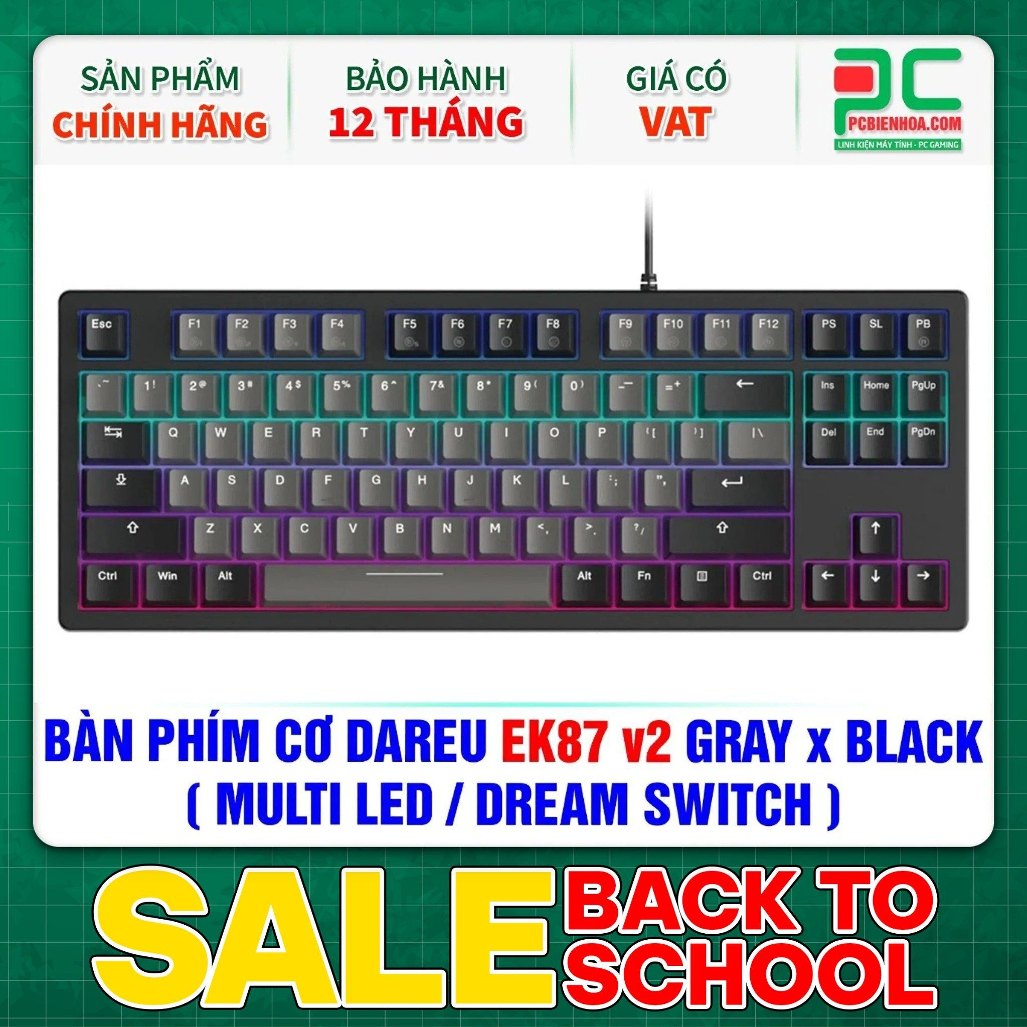 BÀN PHÍM CƠ DAREU EK87 v2 GRAY x BLACK ( MULTI LED / DREAM SWITCH )