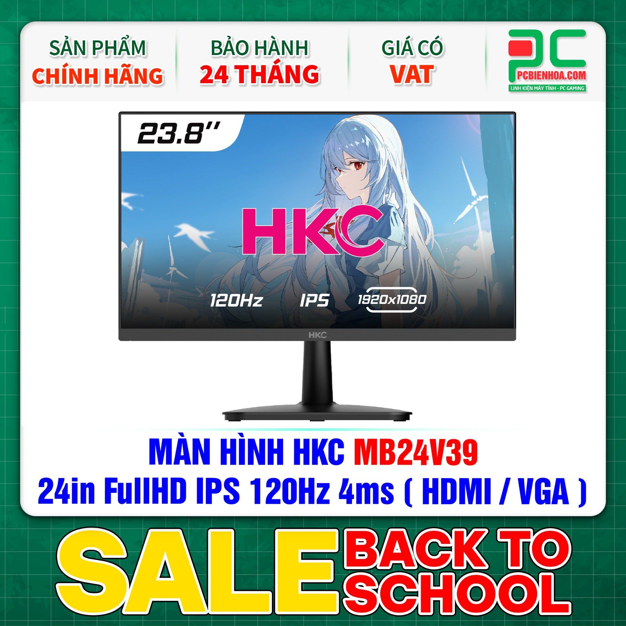 MÀN HÌNH HKC MB24V39 - 24in FullHD IPS 120Hz 4ms ( HDMI / VGA )