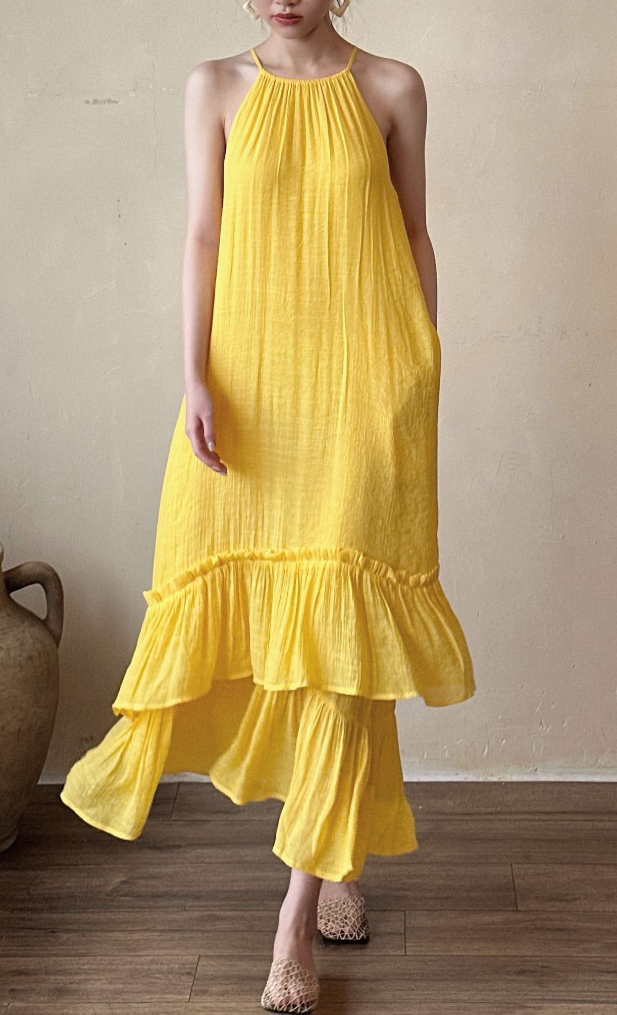 Brianna Dress - Maxi bèo cổ yếm hai tầng D438