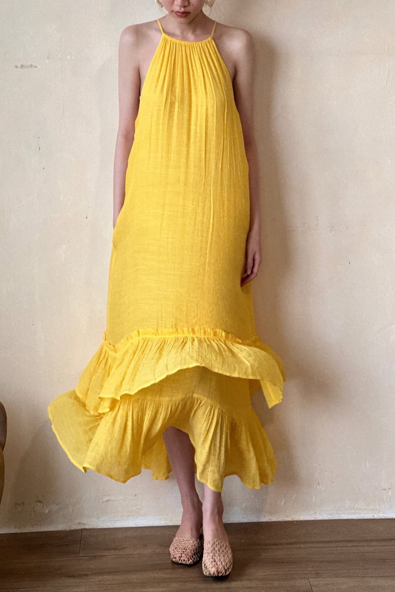 Brianna Dress - Maxi bèo cổ yếm hai tầng D438