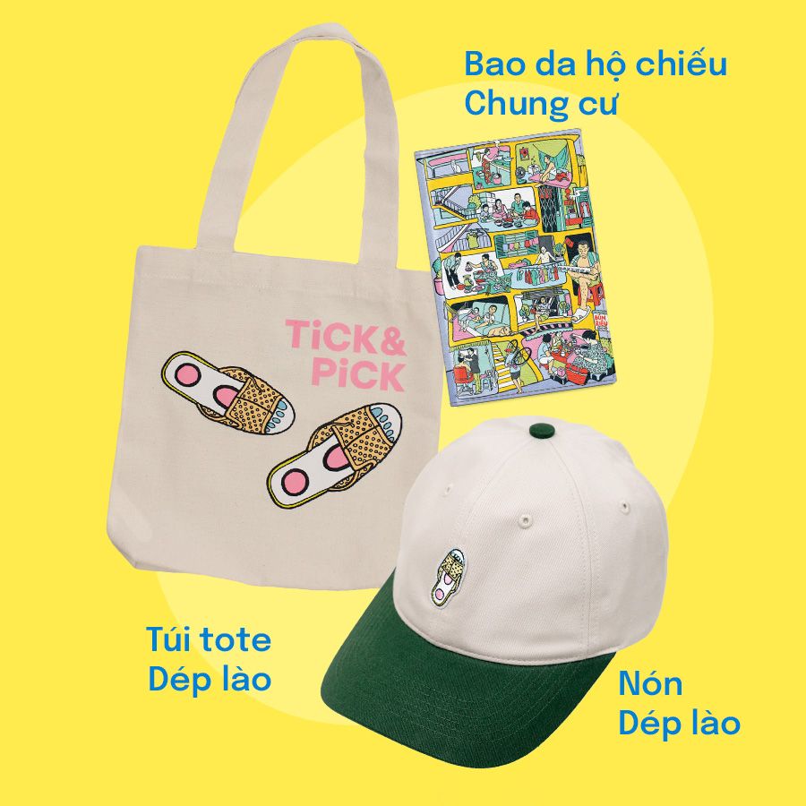 COMBO RONG CHƠI: Gồm 01 Túi Tote + 01 Bao da Hộ chiếu + 01 Nón