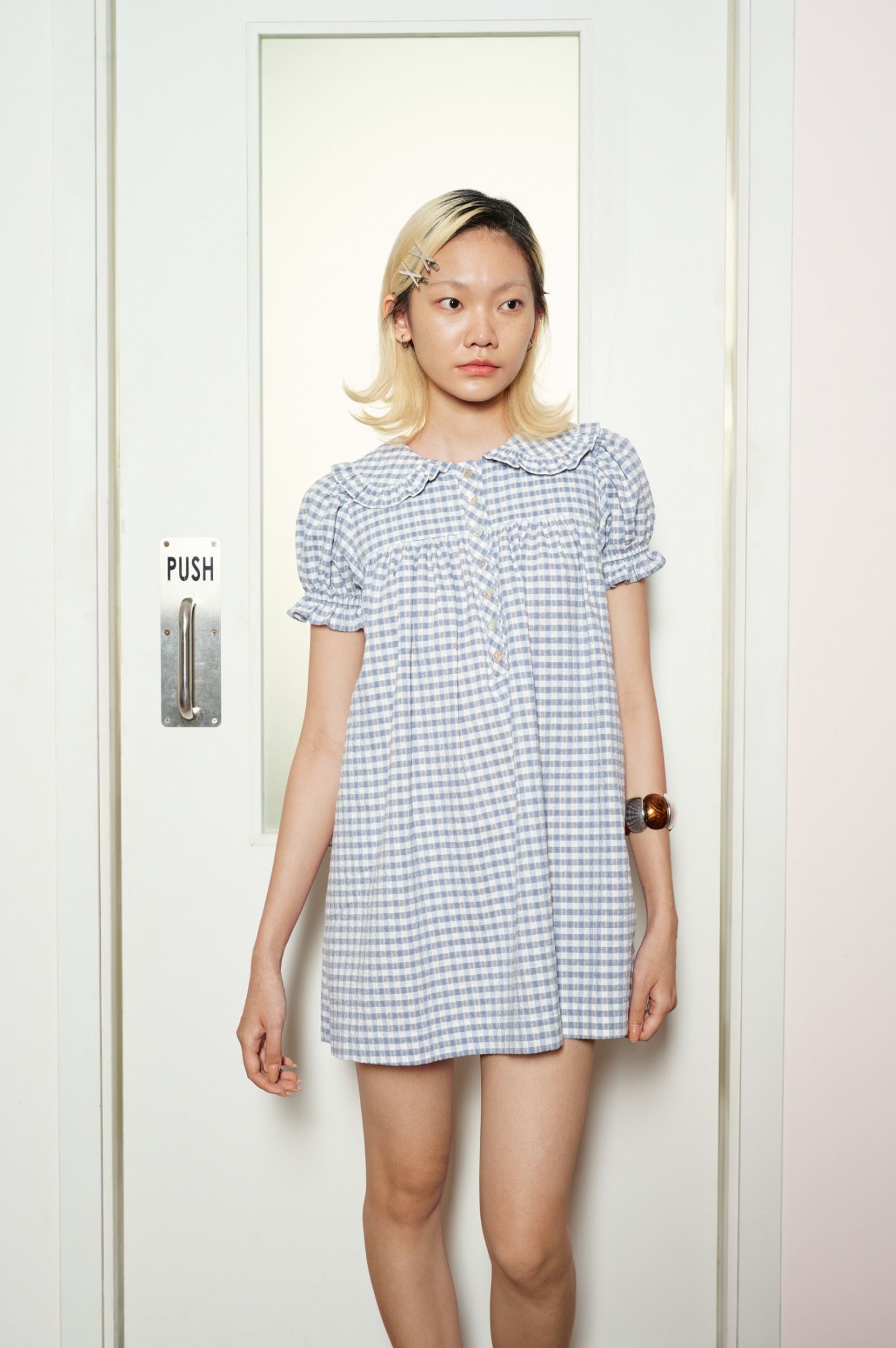 Gingham Babydoll Mini Dress