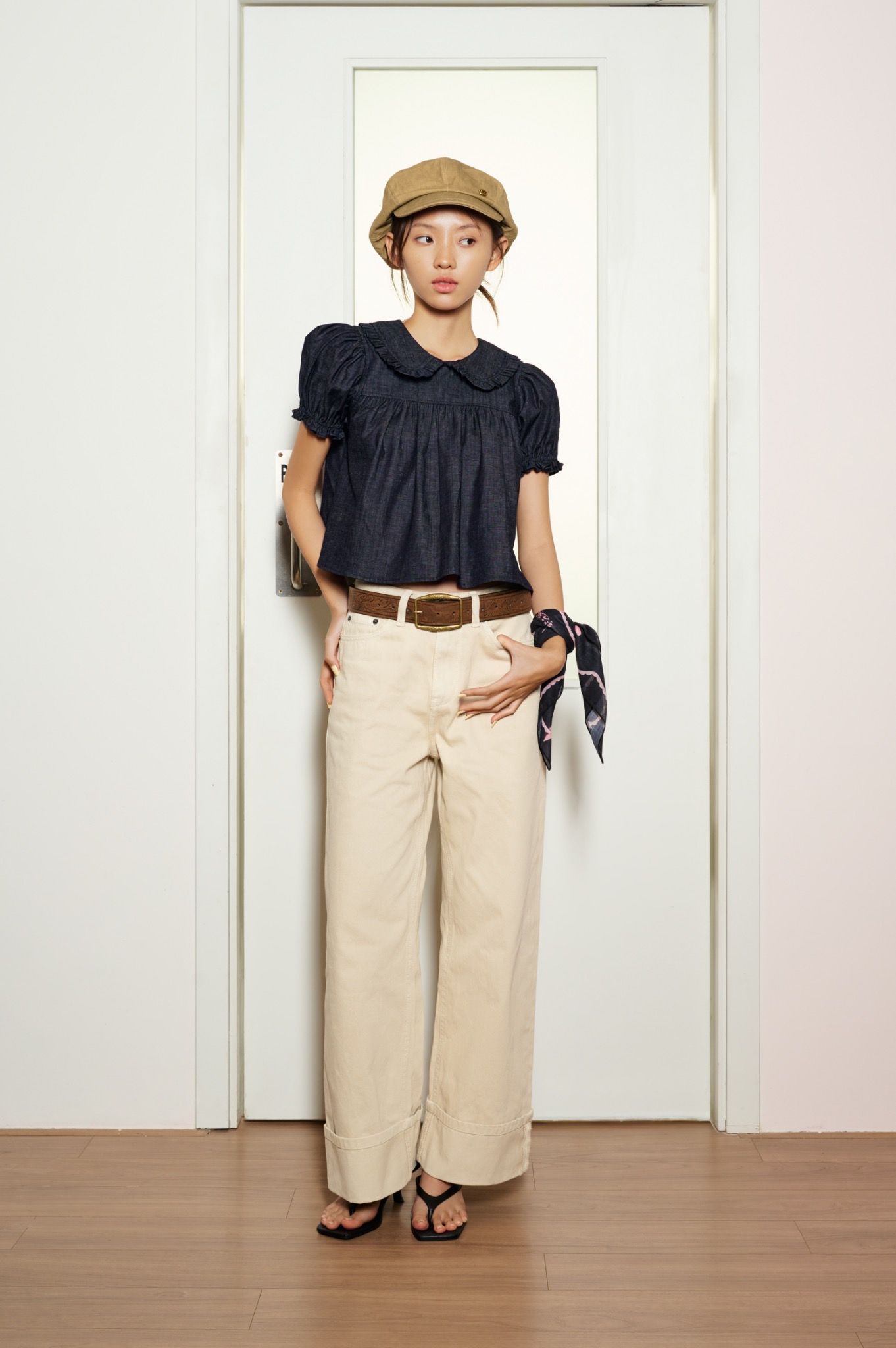 Cream Straight Leg Jeans