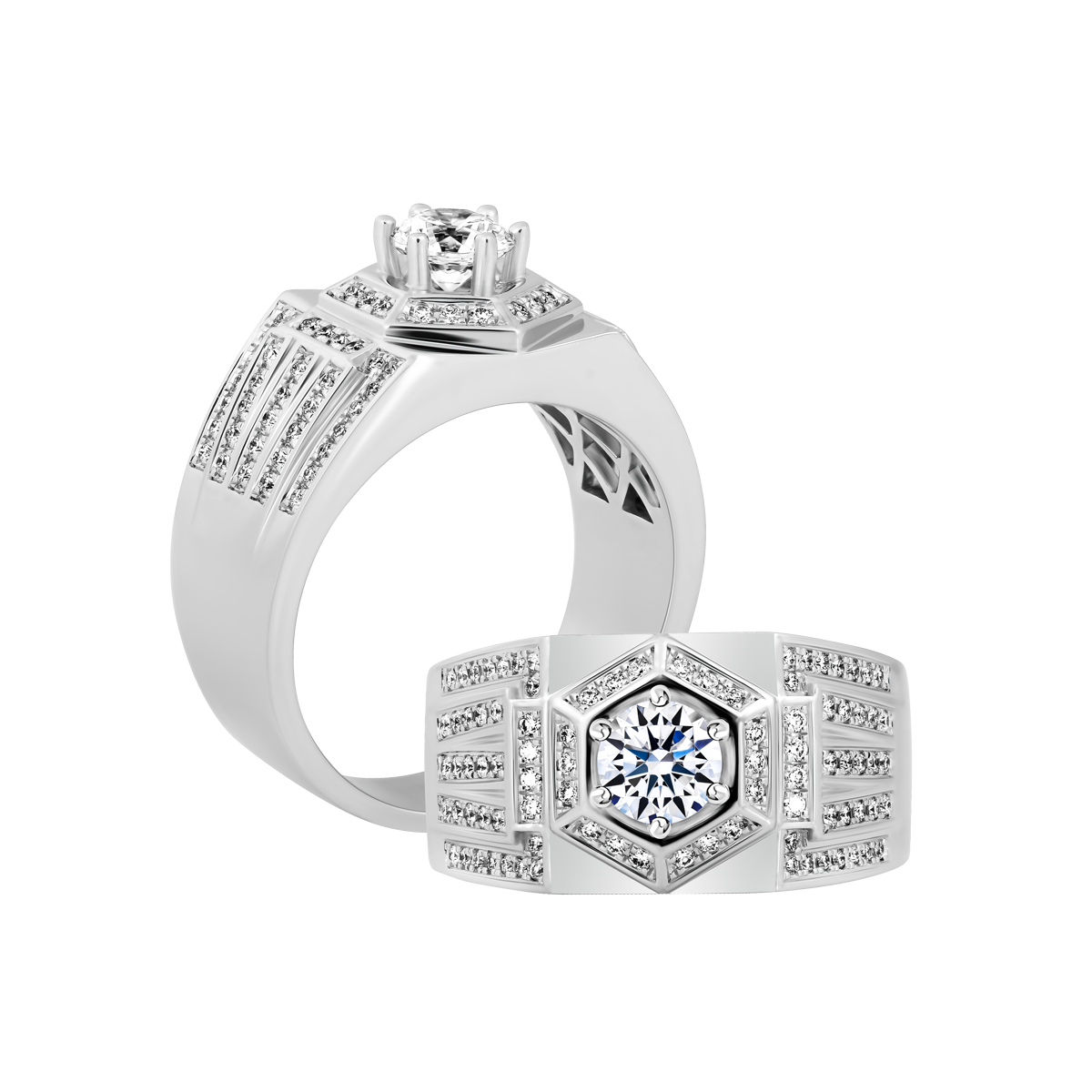 Nhẫn nam kim cương tấm vàng 14K Sturdy 1CT W