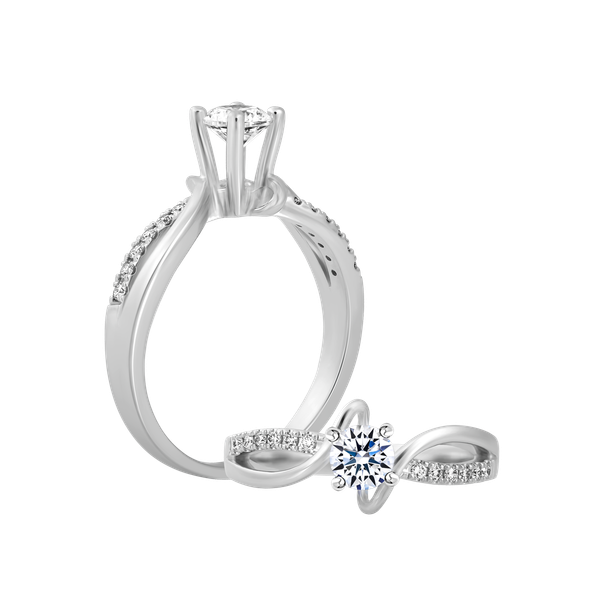 Nhẫn nữ kim cương 8 Hearts & Arrows vàng 14K Carina H&A 2C