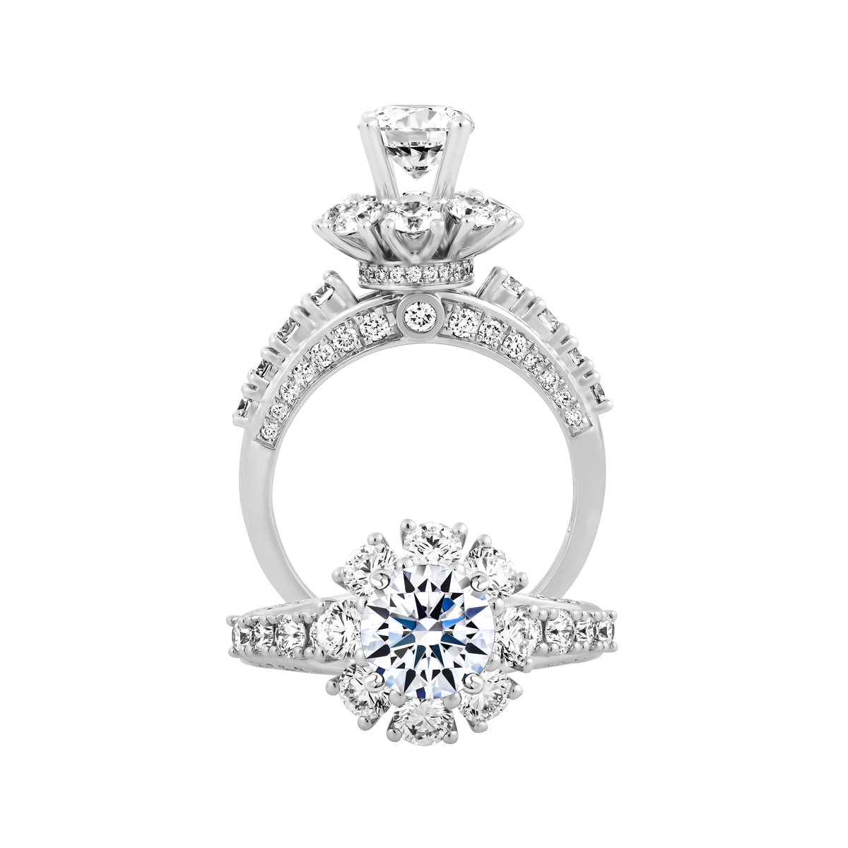 Ổ nhẫn nữ kim cương tấm vàng 14K Grandeur 5C