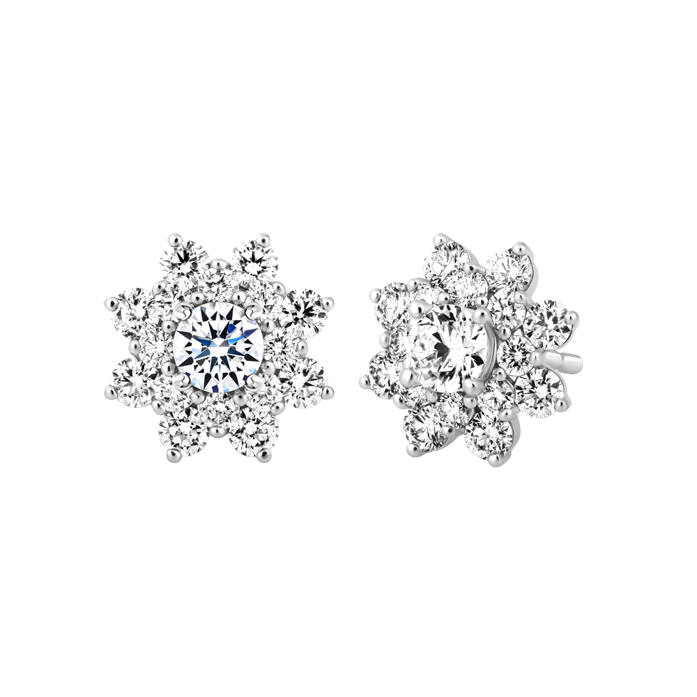 Hoa tai đính đá CZ vàng 14K Floral 2C