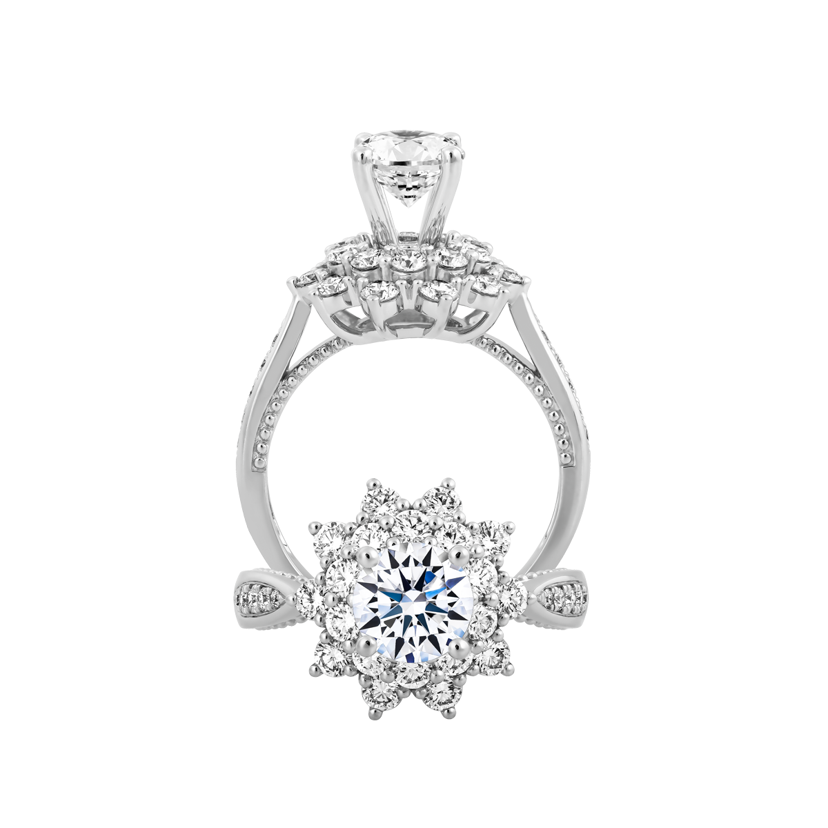 Ổ nhẫn nữ kim cương tấm vàng 14K Micah 5C