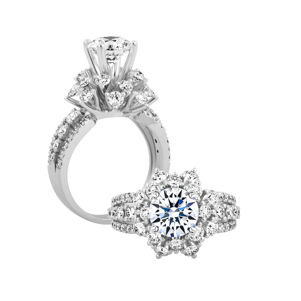 Nhẫn nữ kim cương tấm vàng 18K Flourishing 1.5CT