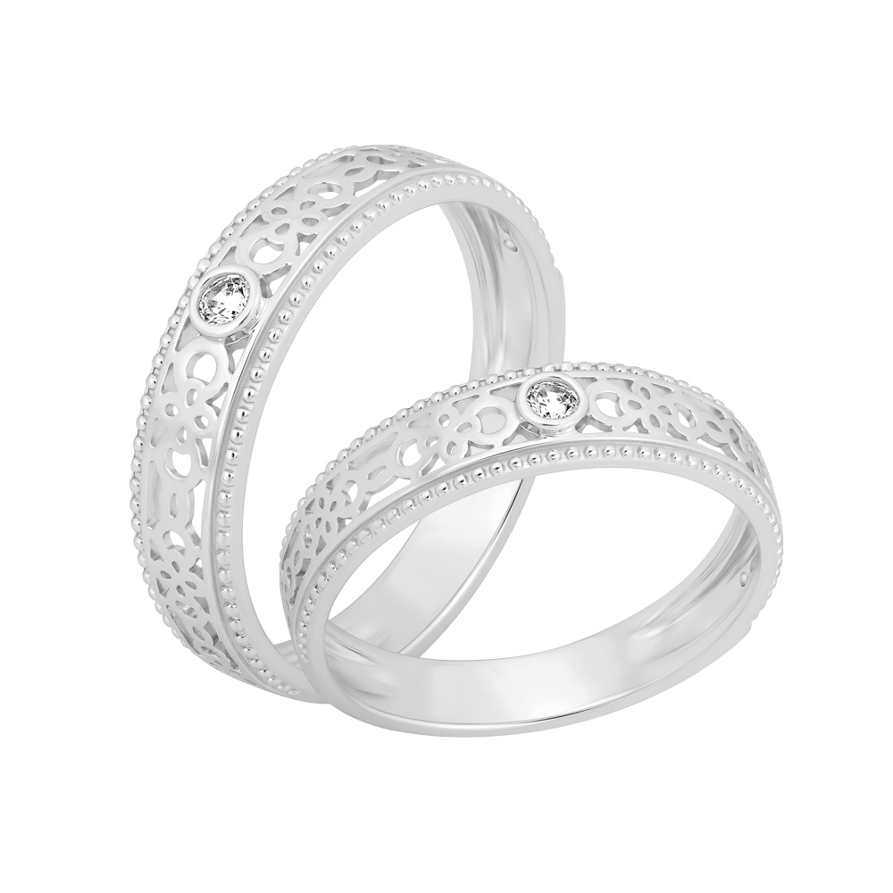 Nhẫn cưới nữ đính đá CZ vàng 10K Doublet F