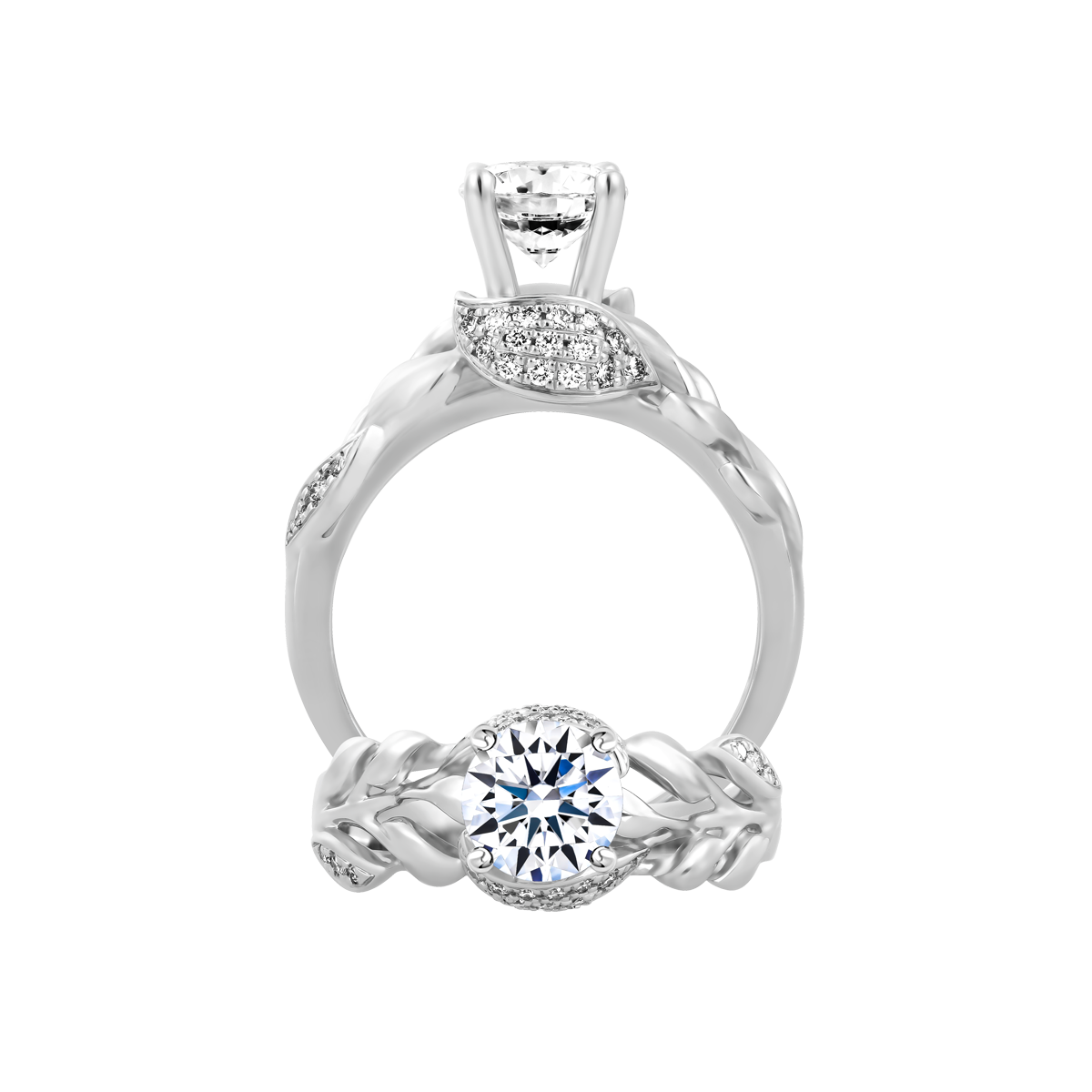 Nhẫn nữ kim cương tấm vàng 14K Spring Leaf 5C