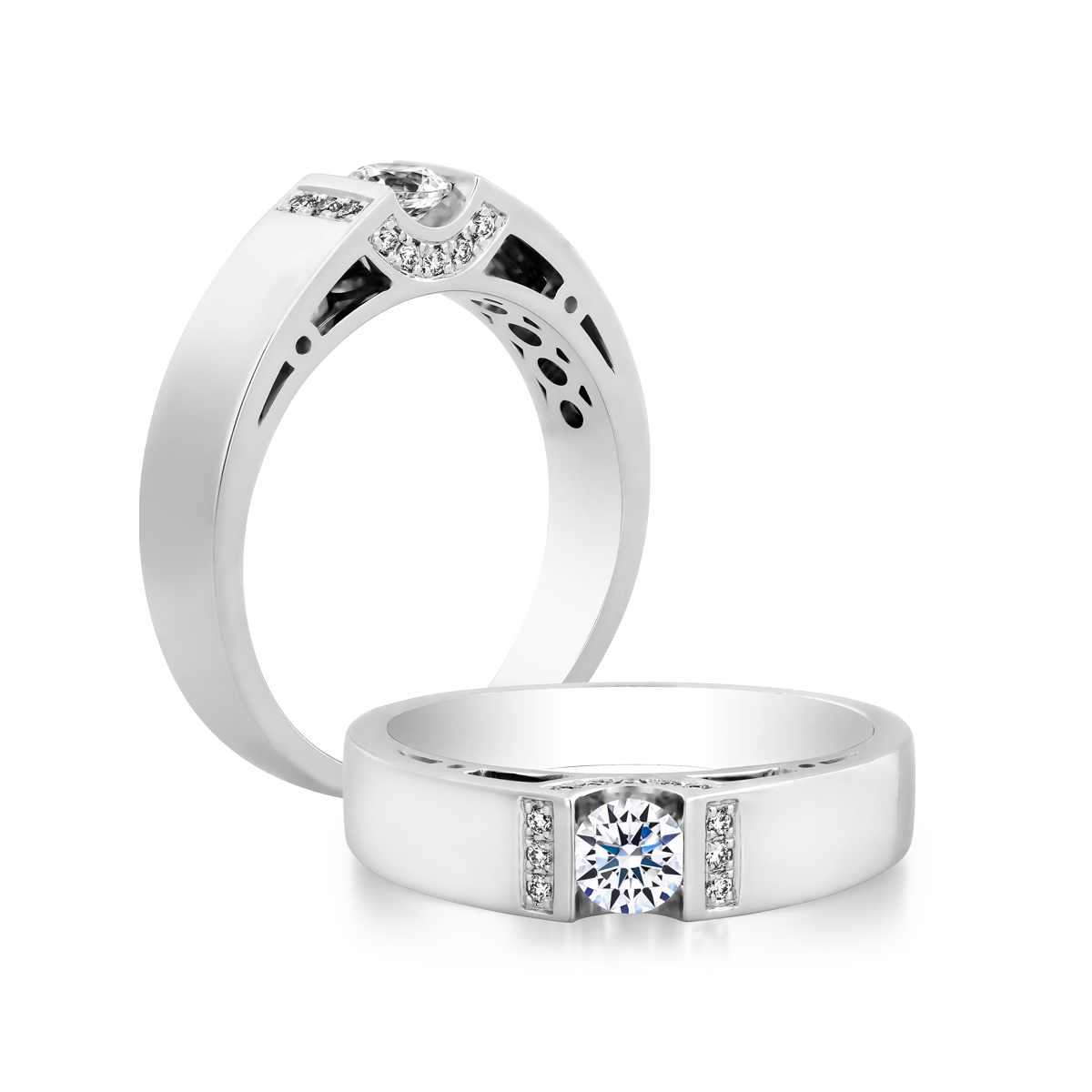 Nhẫn cưới nữ kim cương tấm vàng 14K Kedves N3C F