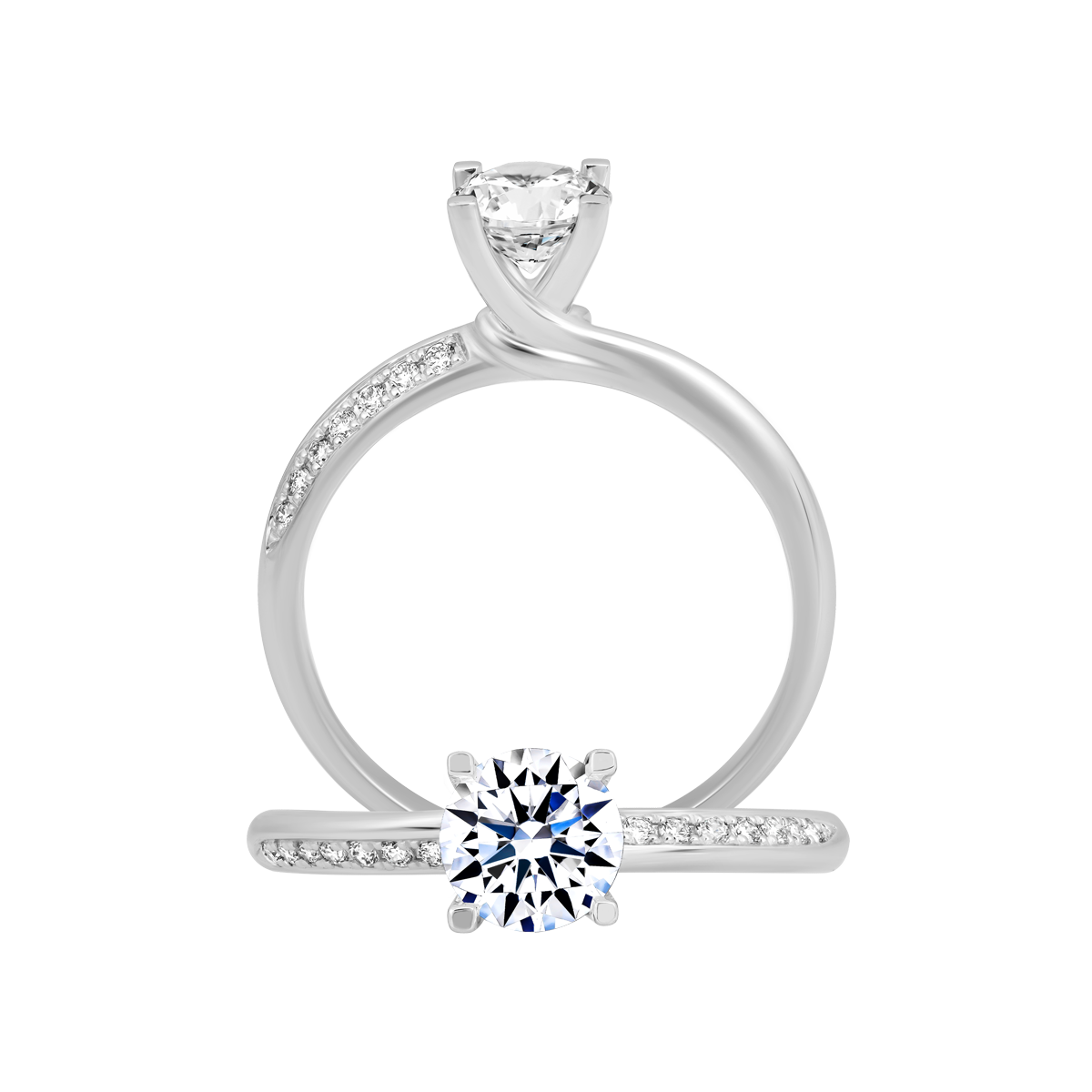 Nhẫn nữ kim cương tấm vàng 14K Fulling 5C