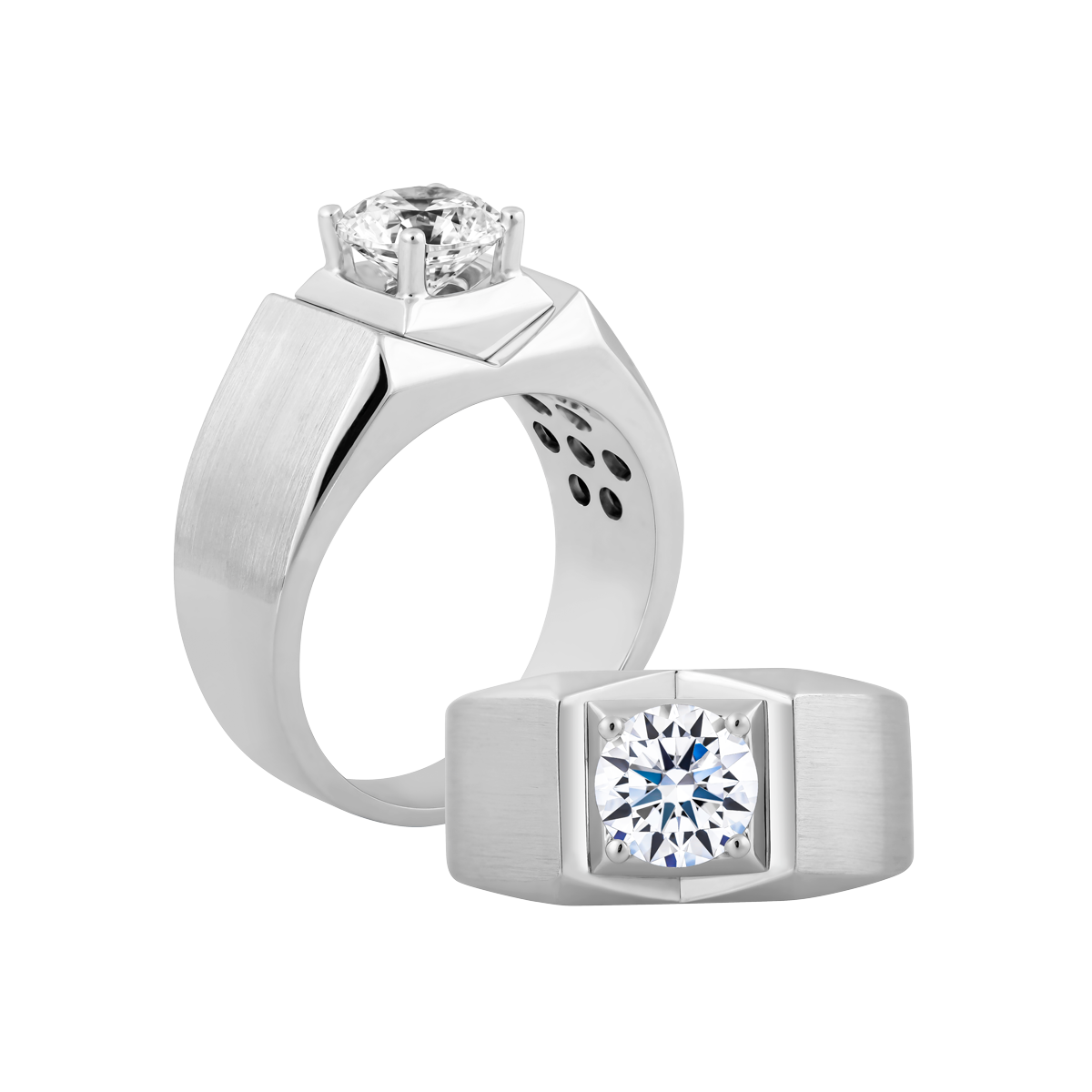 Nhẫn nam đính đá CZ vàng 14K Freely N 1CT W