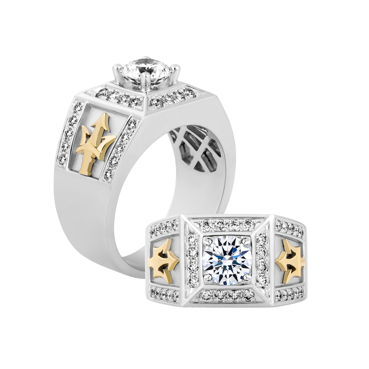 Ổ nhẫn nam kim cương tấm vàng 14K Outlander 5C WY