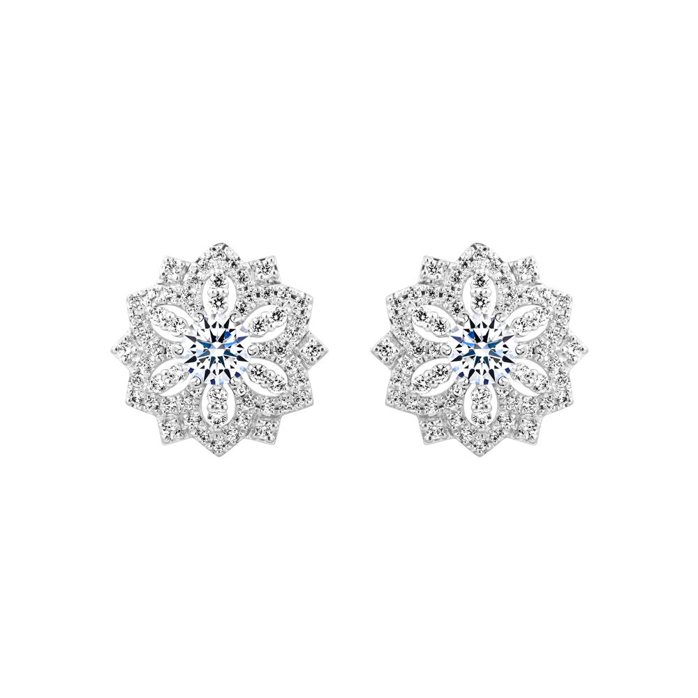 Hoa tai đính đá CZ vàng 14K Floria V2 2C