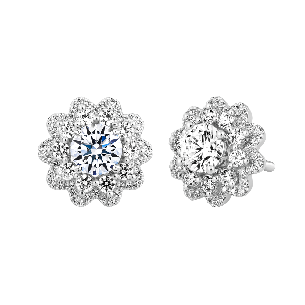 Hoa tai đính đá CZ vàng 14K Showing 1CT