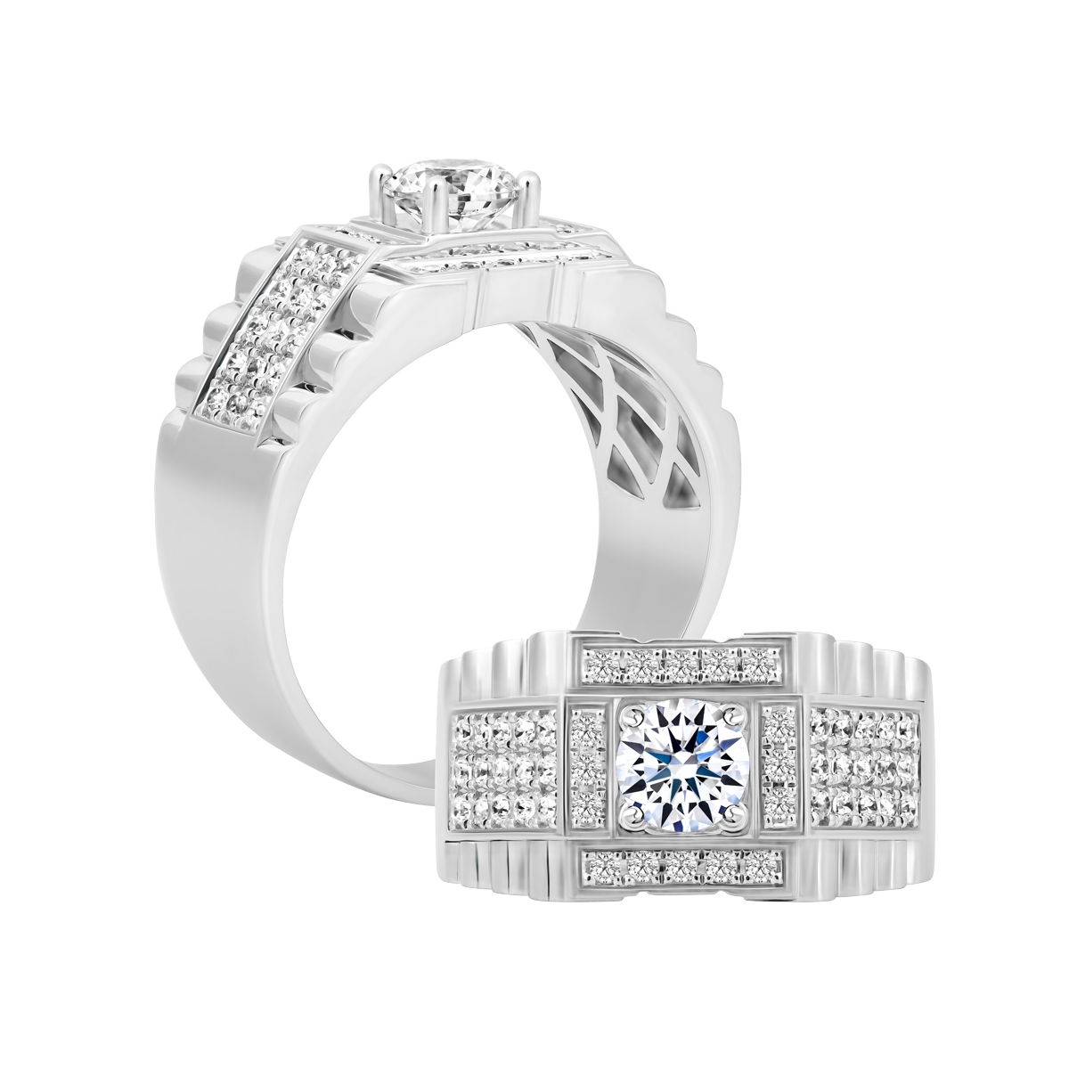 Nhẫn nam kim cương tấm vàng 14K Intensity 5C W