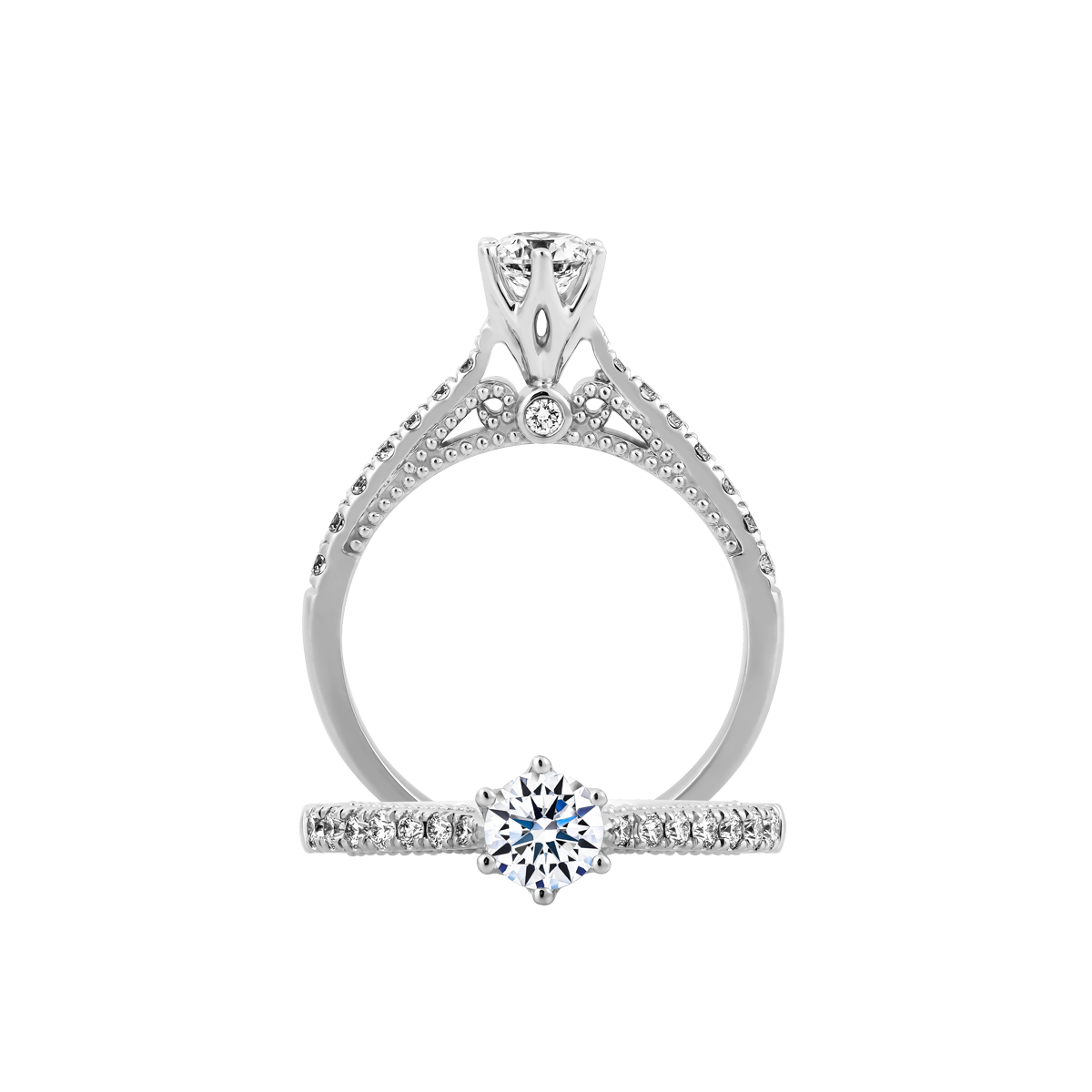 Ổ nhẫn nữ kim cương tấm vàng 14K Bonjour 1CT