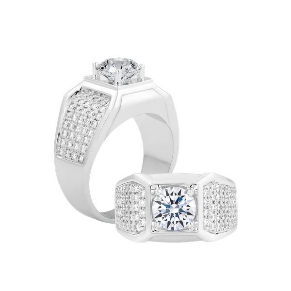 Nhẫn nam kim cương tấm vàng 14K A8 1CT W