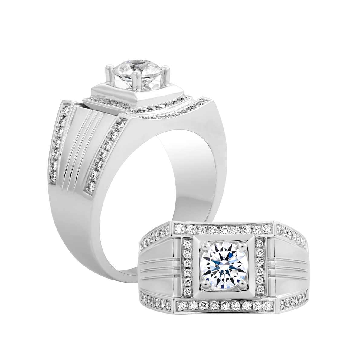 Nhẫn nam kim cương tấm vàng 14K RX450 1CT W