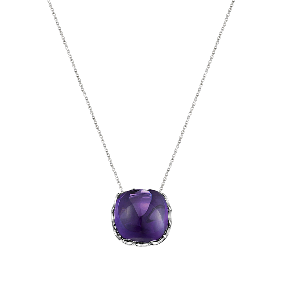 Dây liền mặt đính đá màu Amethyst vàng 14K Candie S.Ame