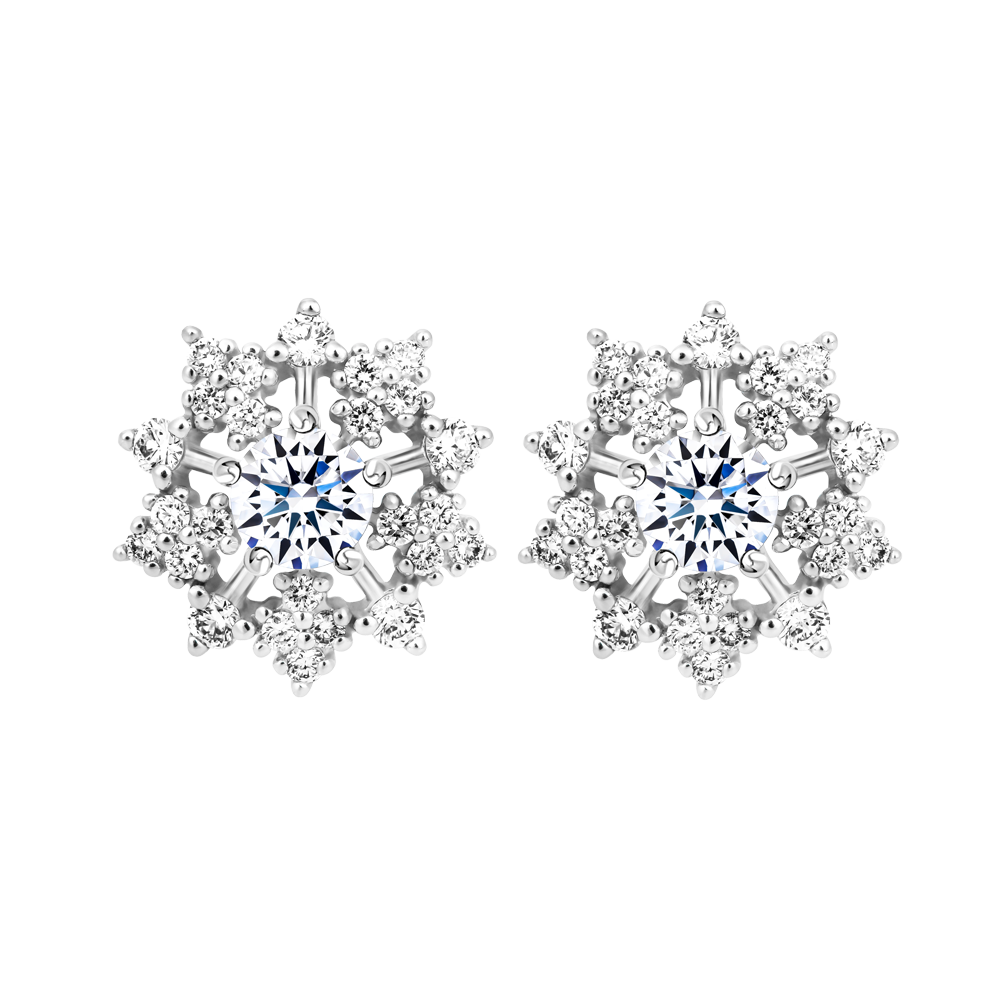 Hoa tai kim cương tấm vàng 14K Floweret 2C