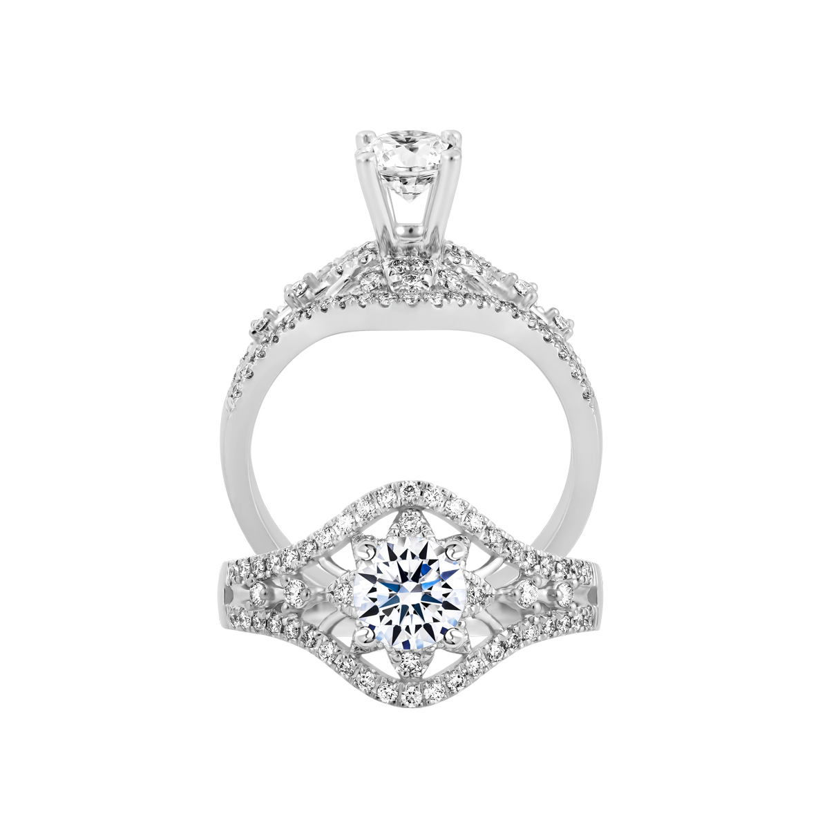 Nhẫn nữ kim cương tấm vàng 14K Glory 5C