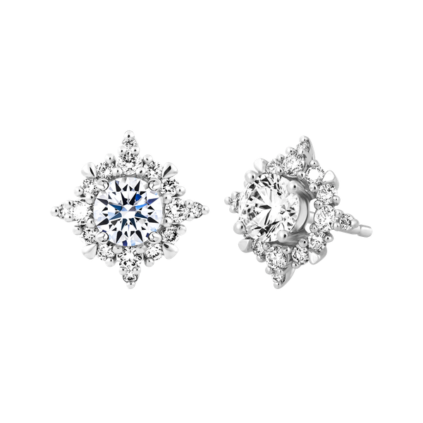Hoa tai kim cương 8 Hearts & Arrows vàng 14K Glare H&A 2C