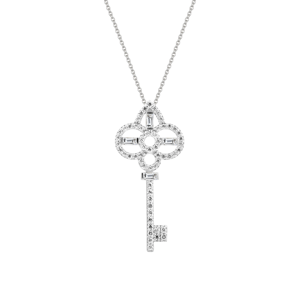 Mặt đính đá CZ vàng 14K Crown Key